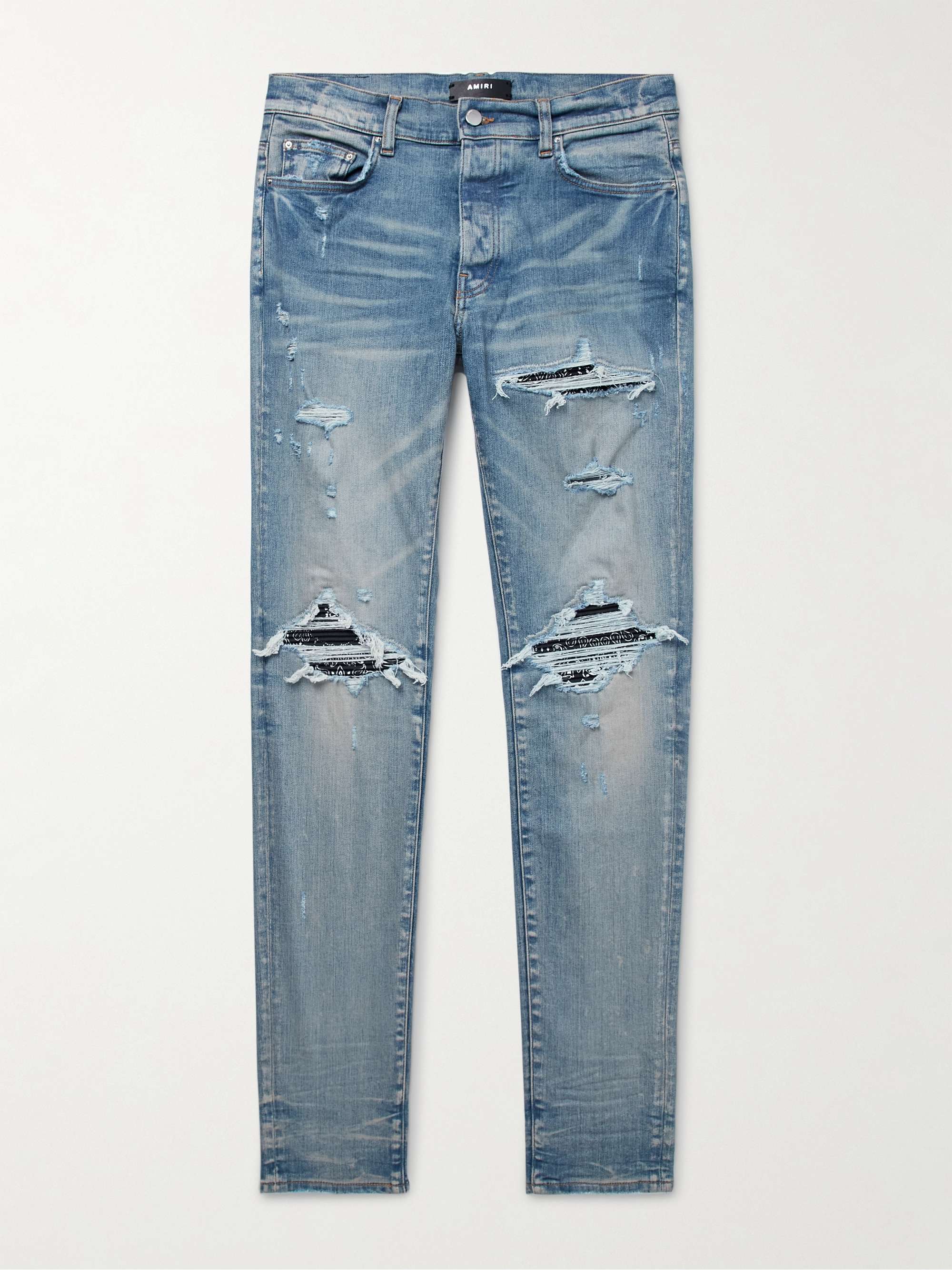 Logo Jacquard Denim Pants in Blue - Amiri