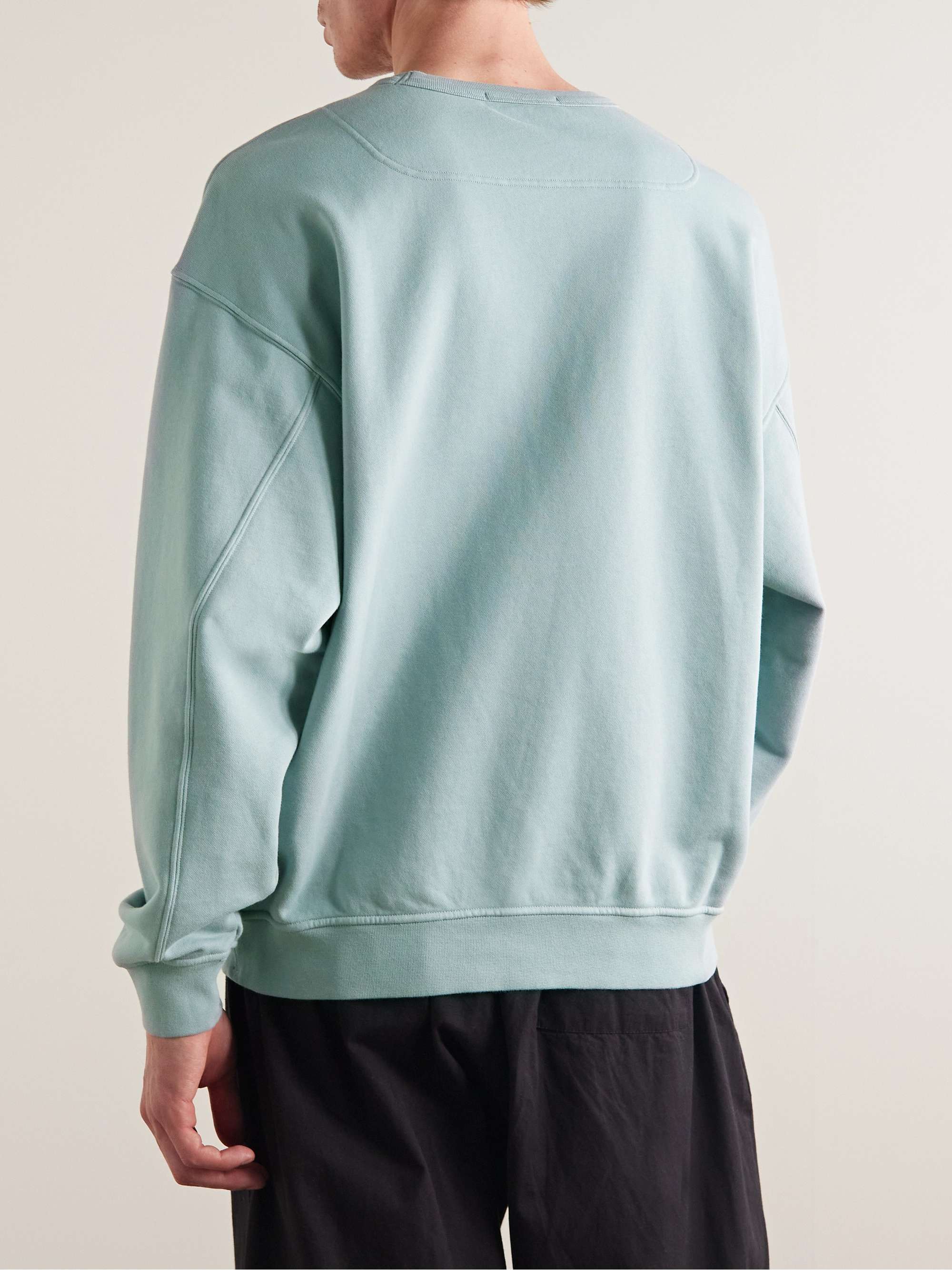 STONE ISLAND Logo-Embroidered Garment-Dyed Cotton-Jersey Sweatshirt