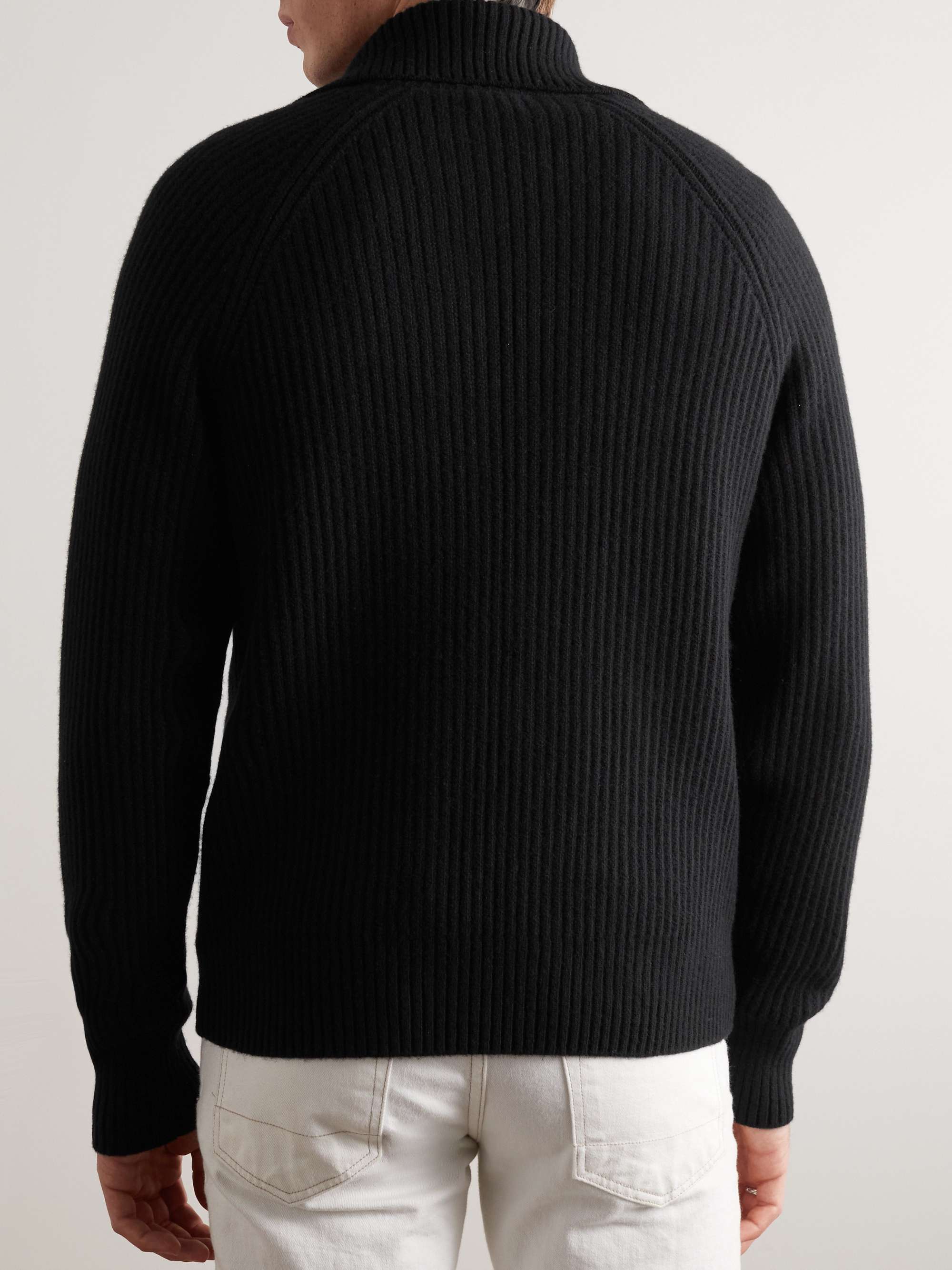 TOM FORD Slim-Fit Ribbed Wool and Cashmere-Blend Zip-Up Cardigan