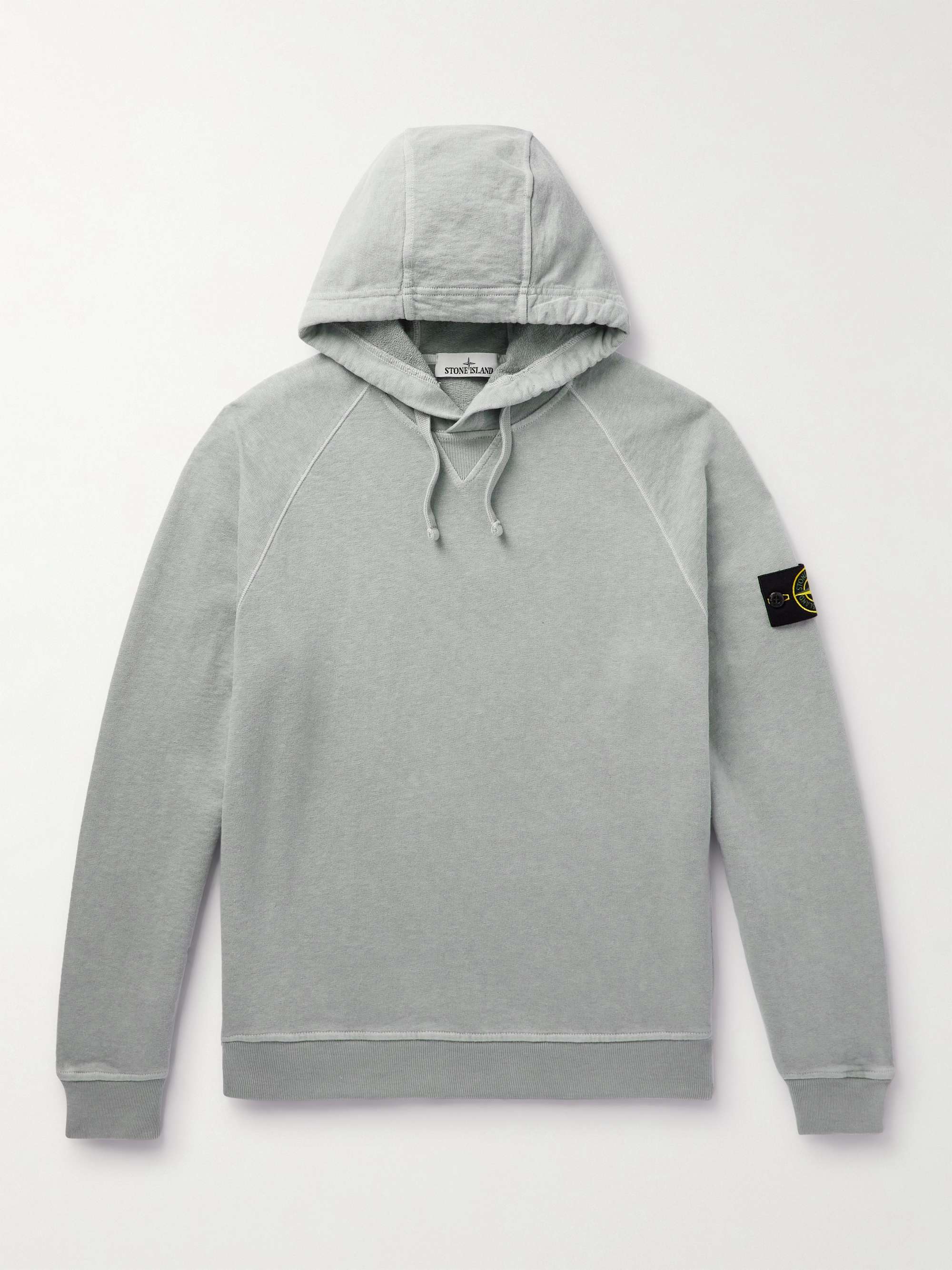 Garment-Dyed Logo-Appliquéd Cotton-Jersey Hoodie