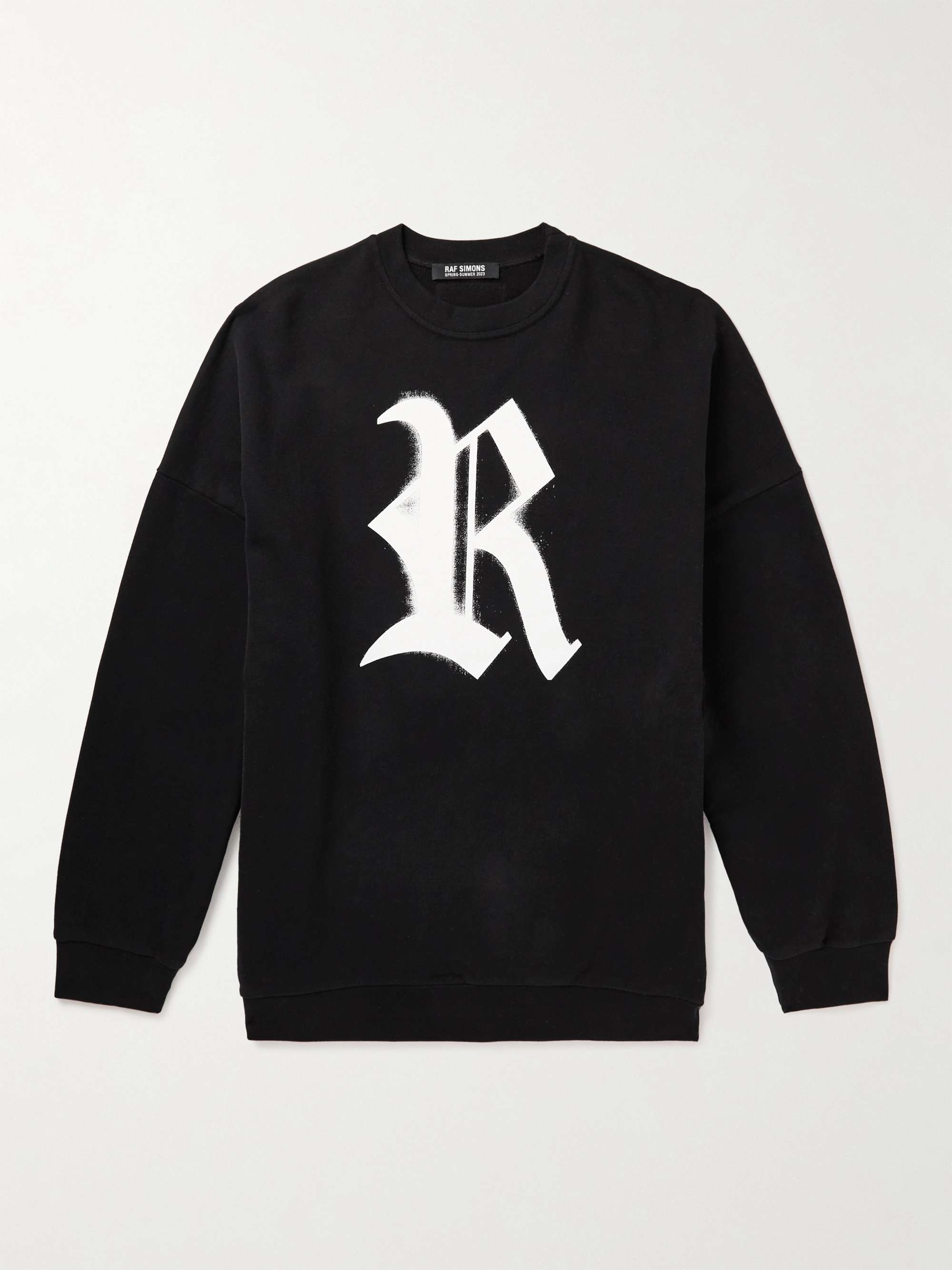 Oversized Leather-Trimmed Logo-Print Cotton-Jersey Sweatshirt
