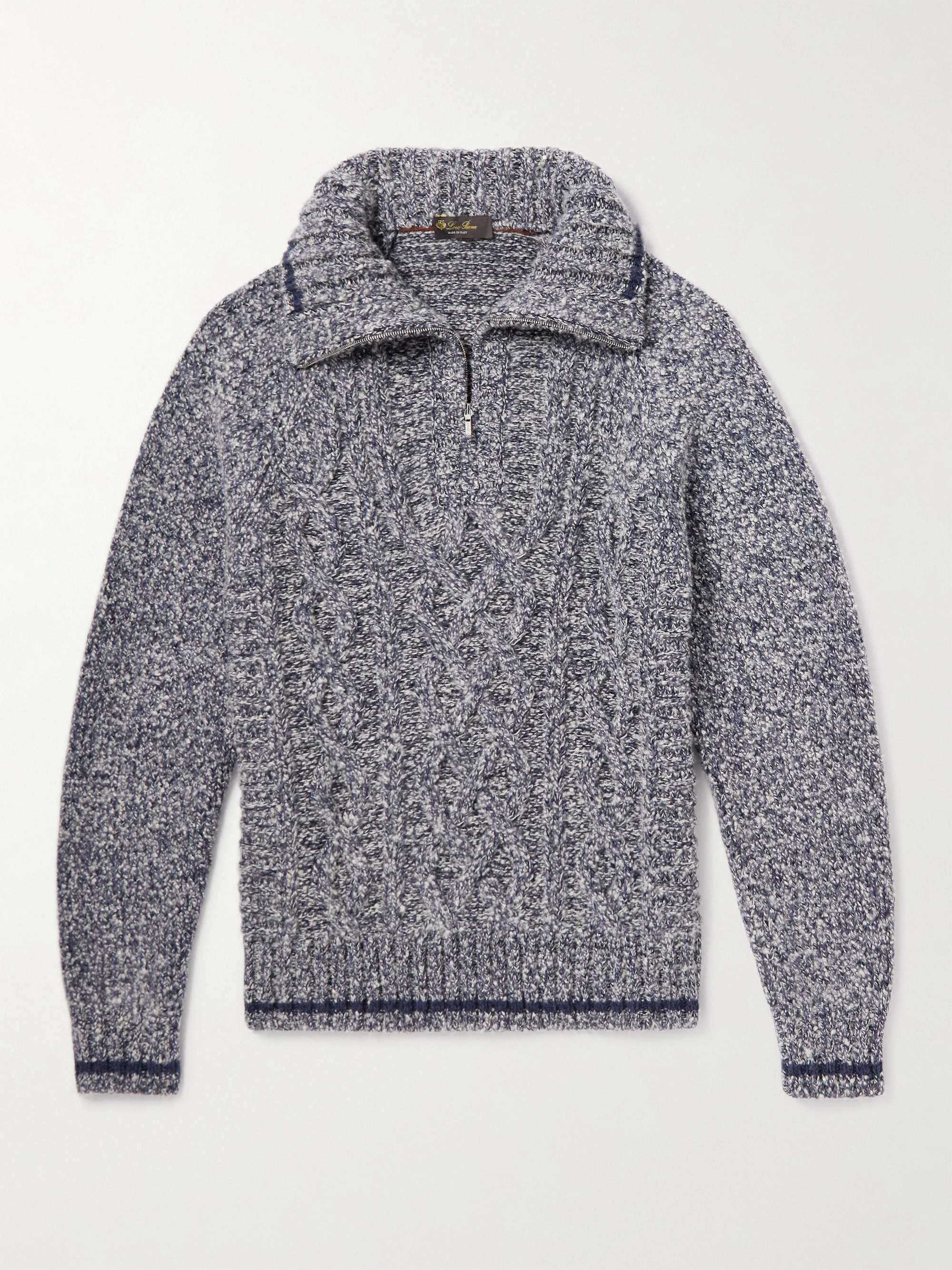 LORO PIANA Cable-Knit Cashmere Half-Zip Sweater for Men | MR PORTER