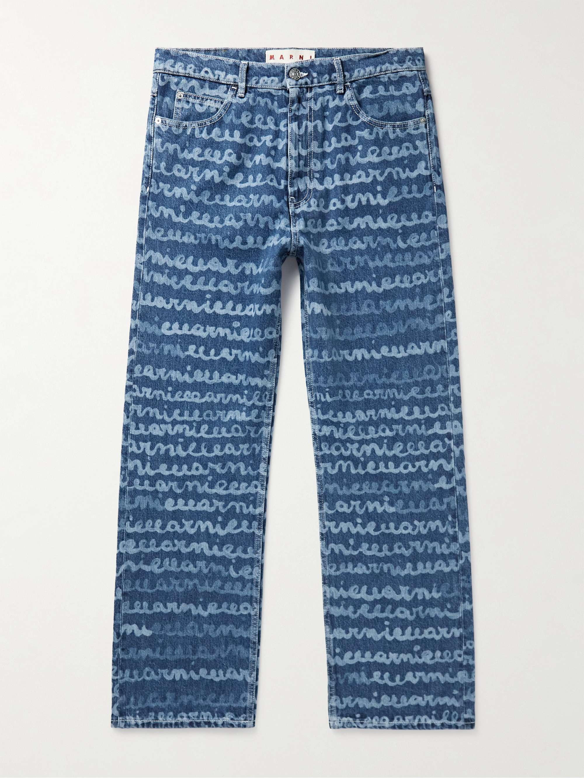 MARNI Straight-Leg Logo-Detailed Bleached Jeans | MR PORTER