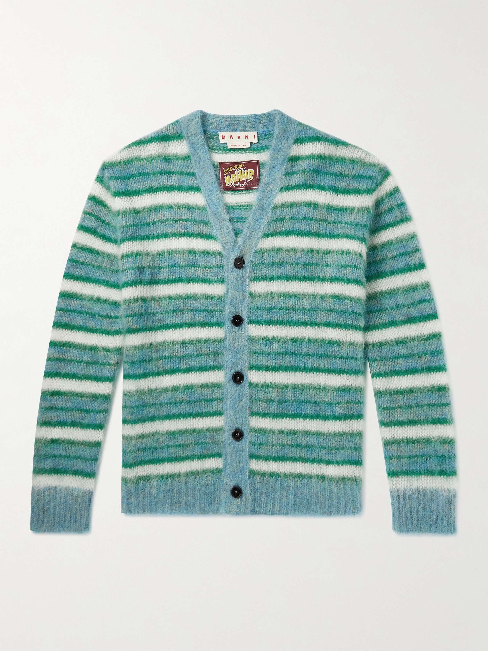 MARNI STRIPED MOHAIR CARDIGAN / 40