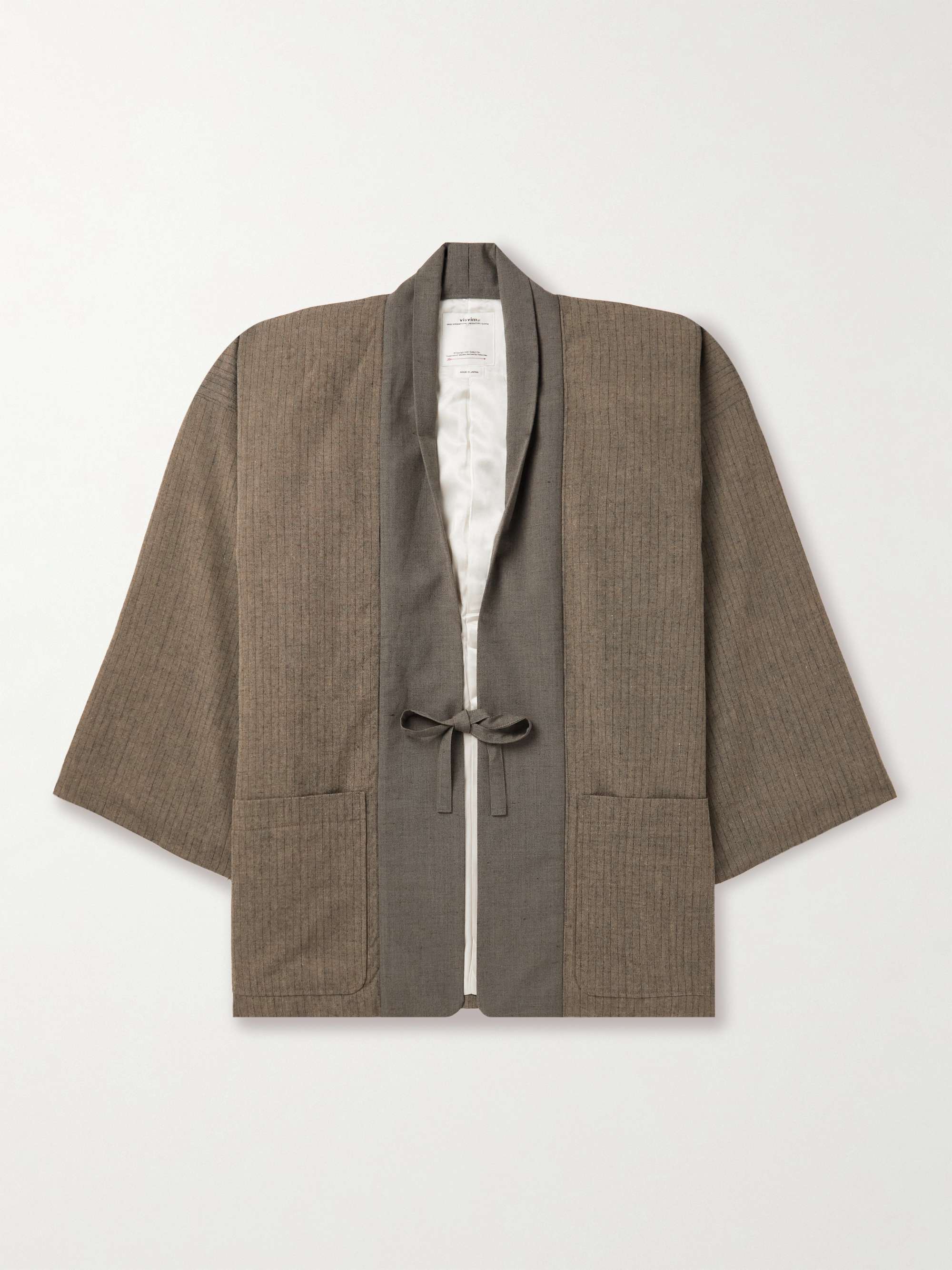 Kiyari Striped Padded Wool, Linen and Cotton-Blend Tweed Kimono Jacket