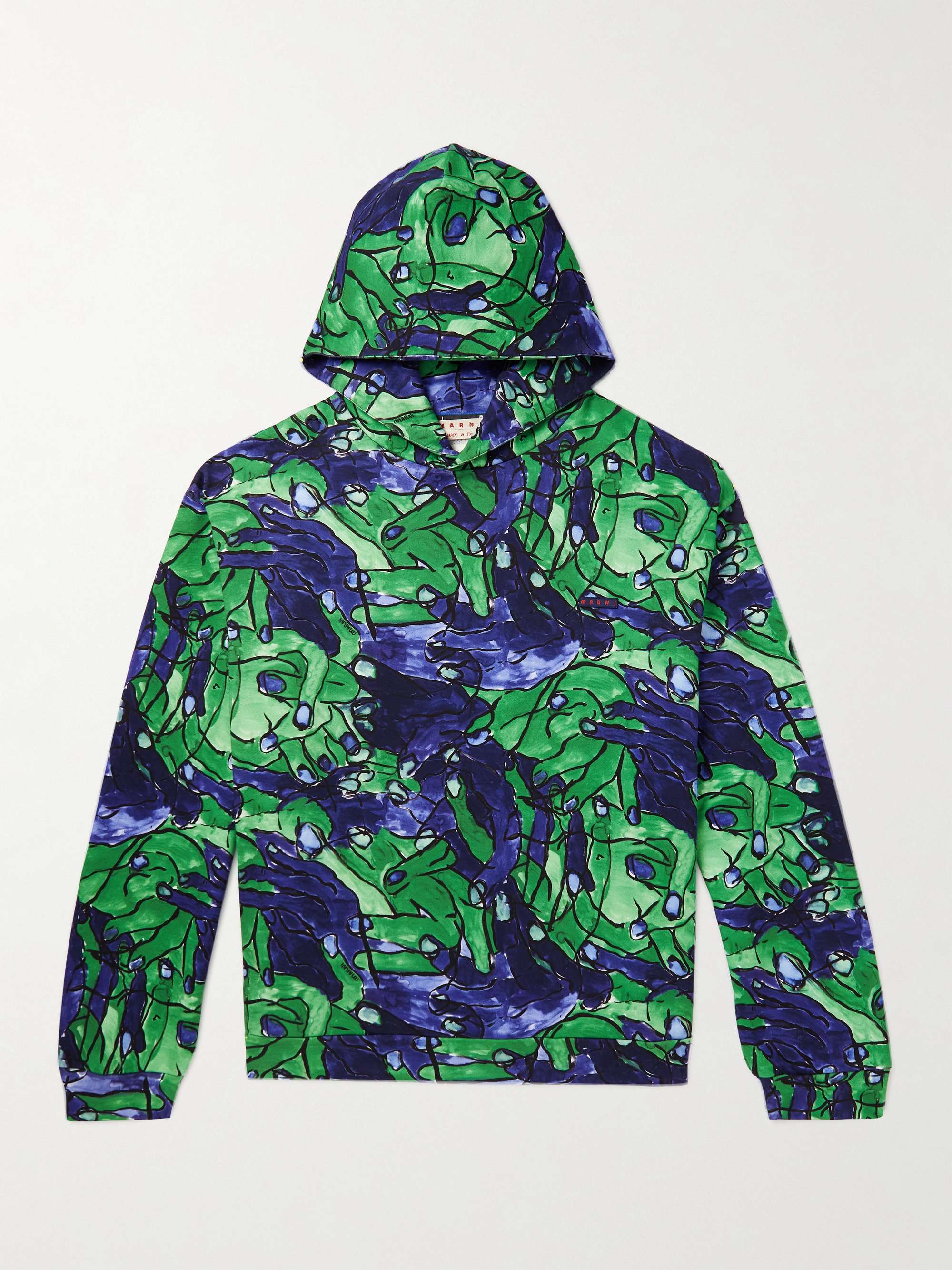 MARNI Printed Cotton-Jersey Hoodie for Men | MR PORTER