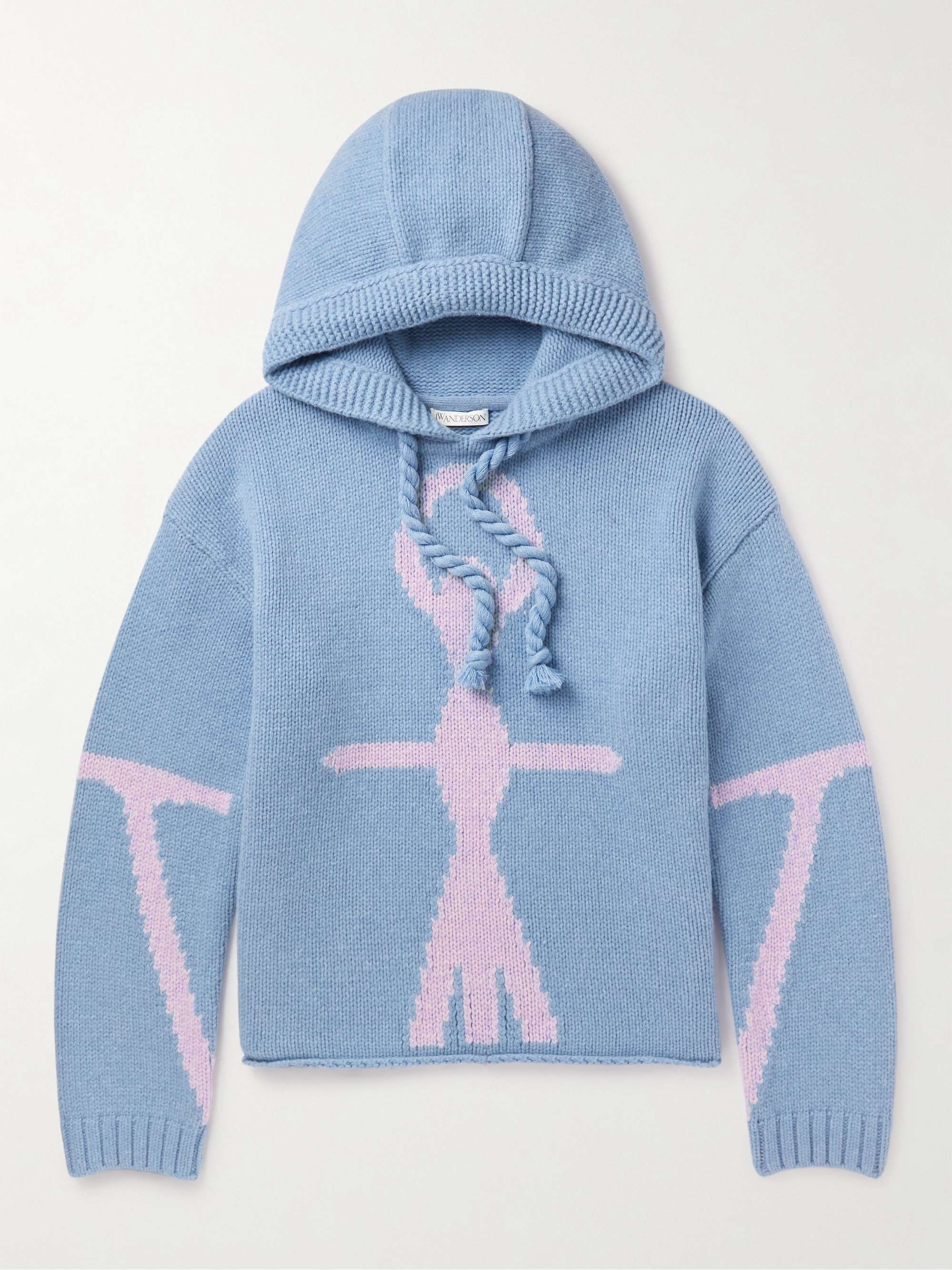 JW ANDERSON Logo-Jacquard Wool Hoodie for Men | MR PORTER