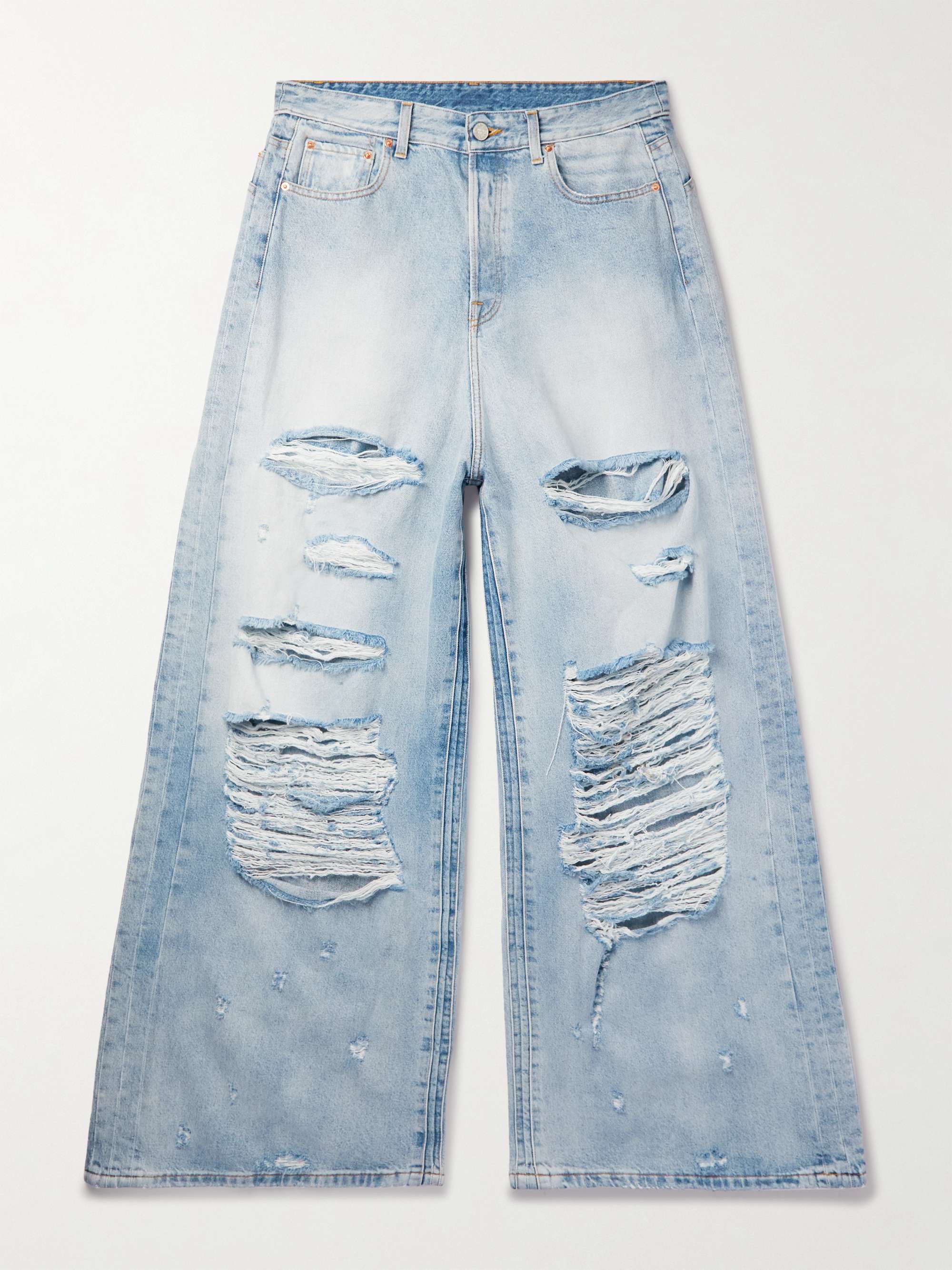 VETEMENTS Wide-Leg Distressed Jeans | PORTER