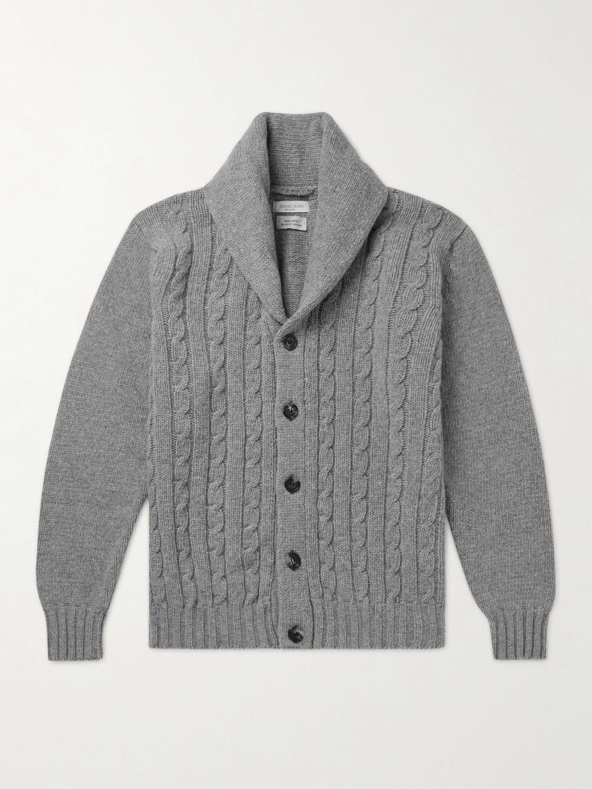 RICHARD JAMES Shawl-Collar Cable-Knit Wool and Cashmere-Blend Cardigan for  Men | MR PORTER