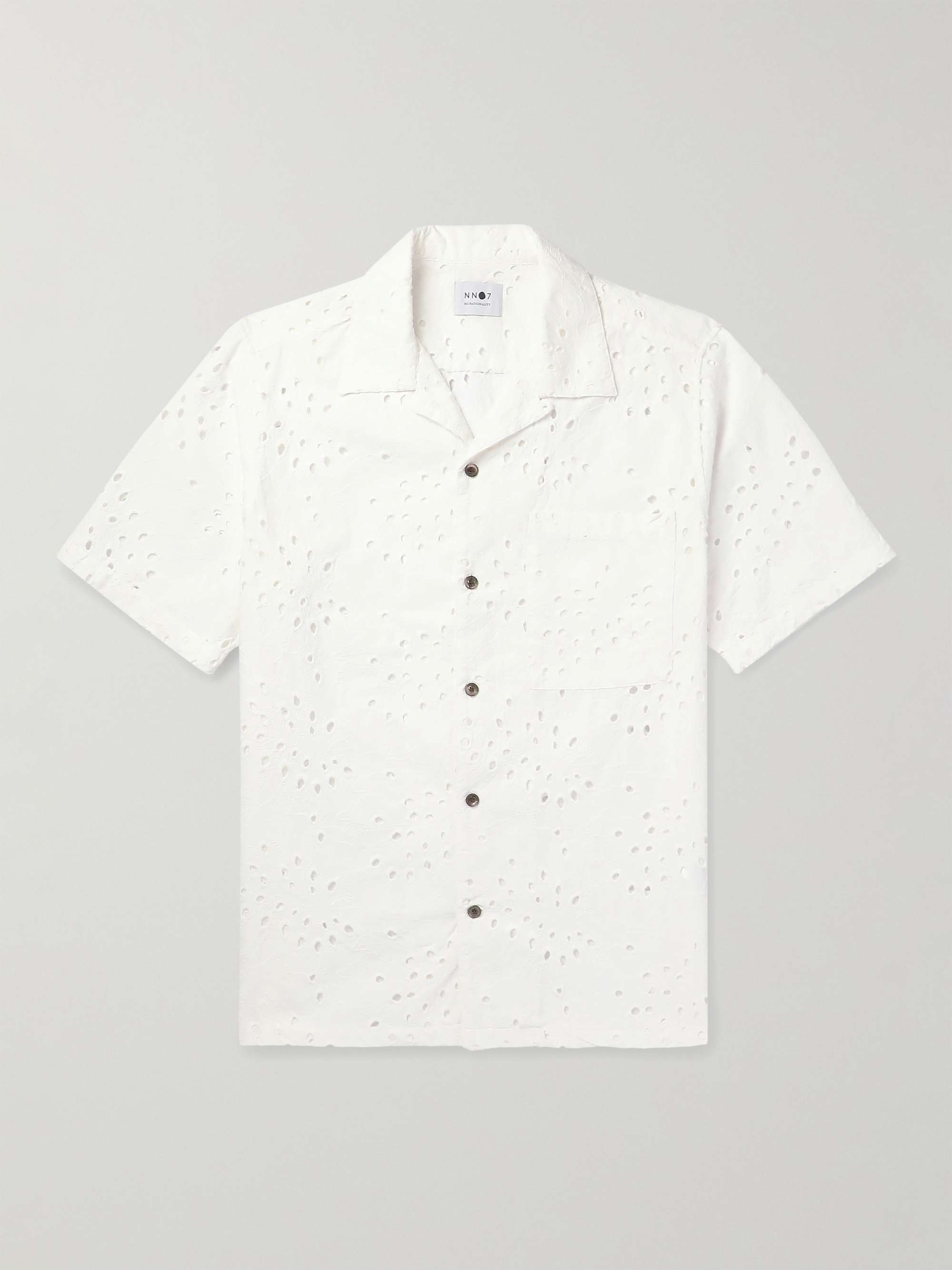 Julio 5392 Camp-Collar Embroidered Cut-Out Cotton Shirt