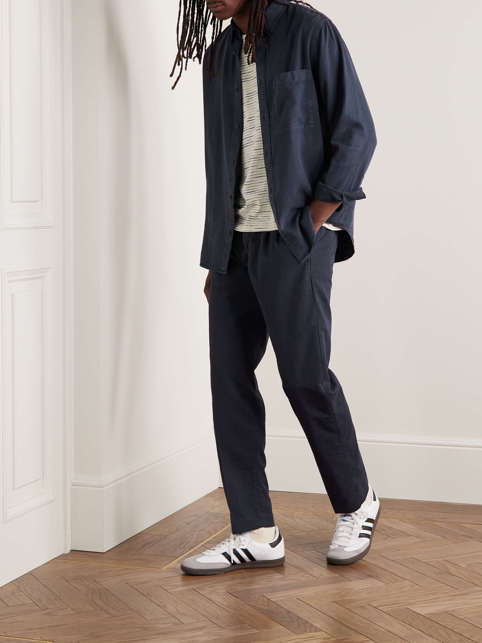 NN07 Fritz 1912 Pleated Straight-Leg Linen and Cotton-Blend Twill Suit Trousers