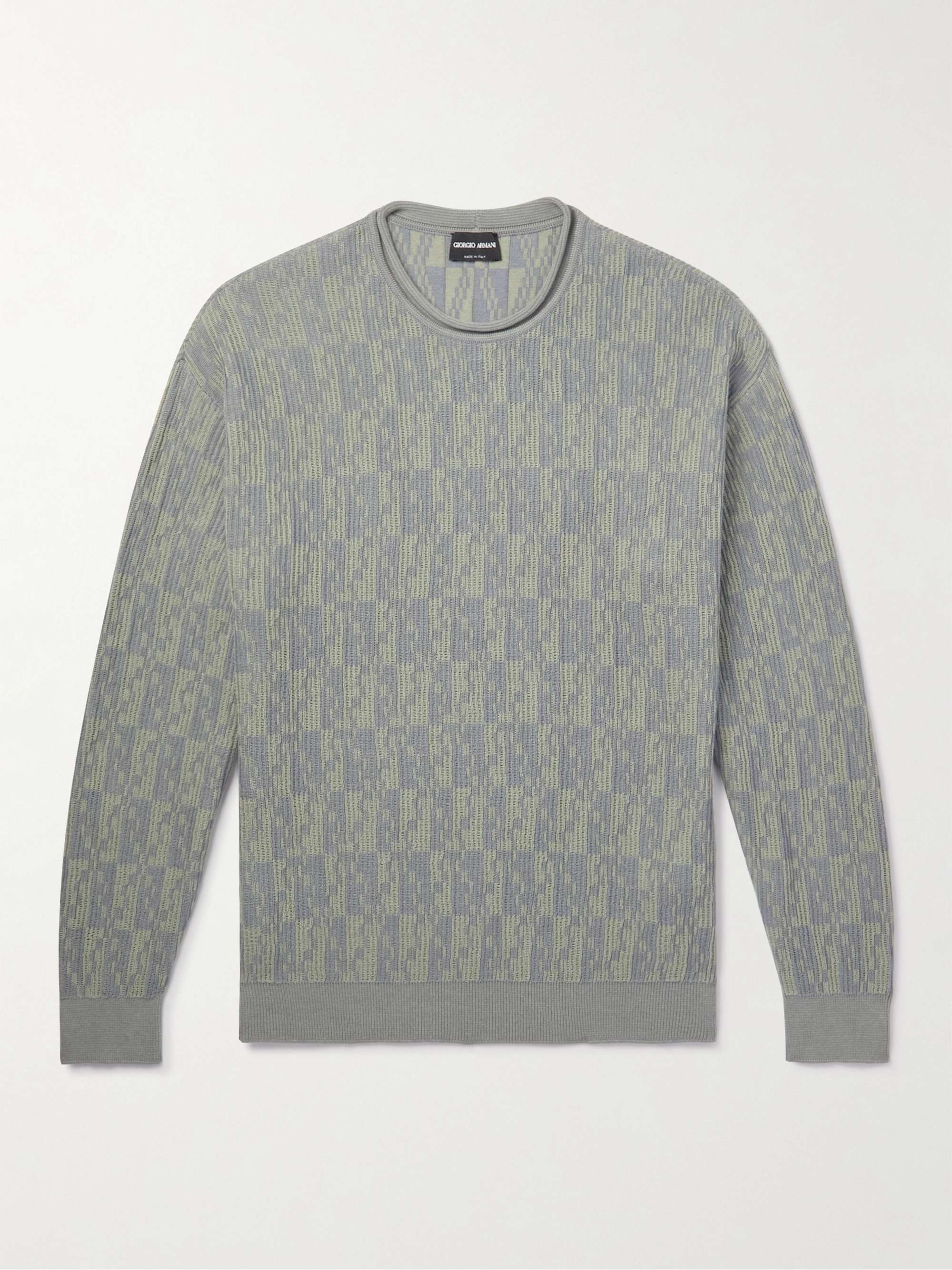 GIORGIO ARMANI Slim-Fit Jacquard-Knit Cotton and Cashmere-Blend