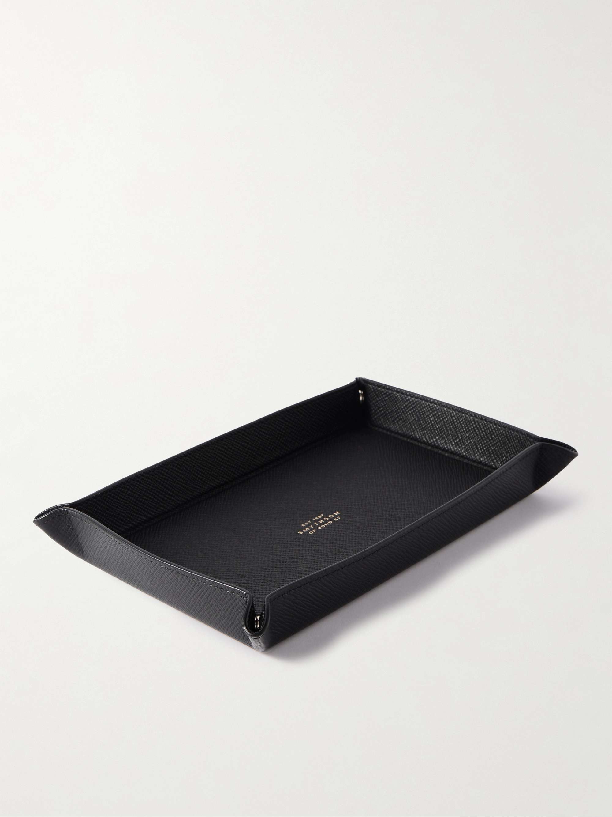 SMYTHSON Small Panama Cross-Grain Leather Trinket Tray