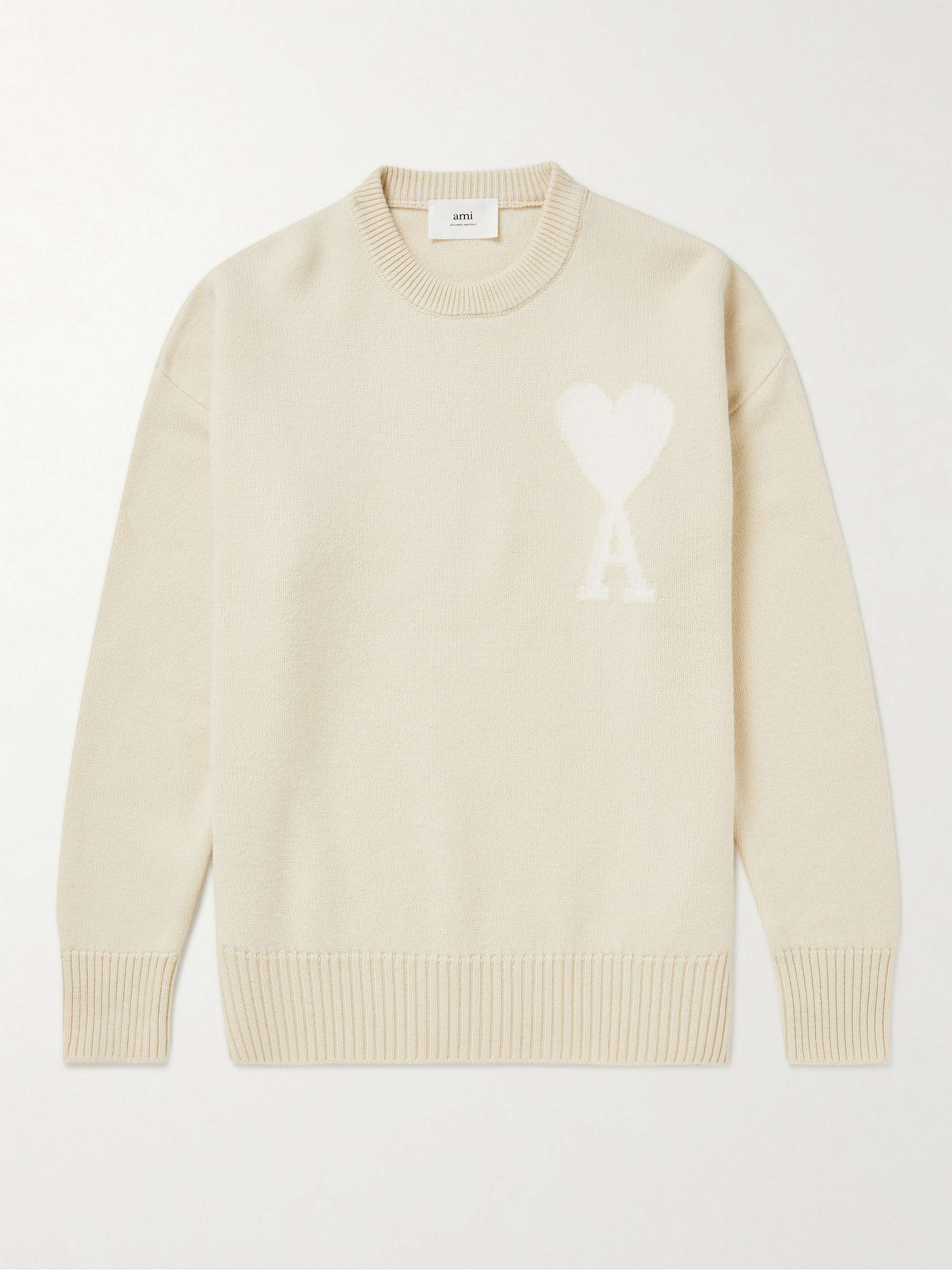 ale elegant mesh AMI PARIS Logo-Intarsia Wool Sweater | MR PORTER