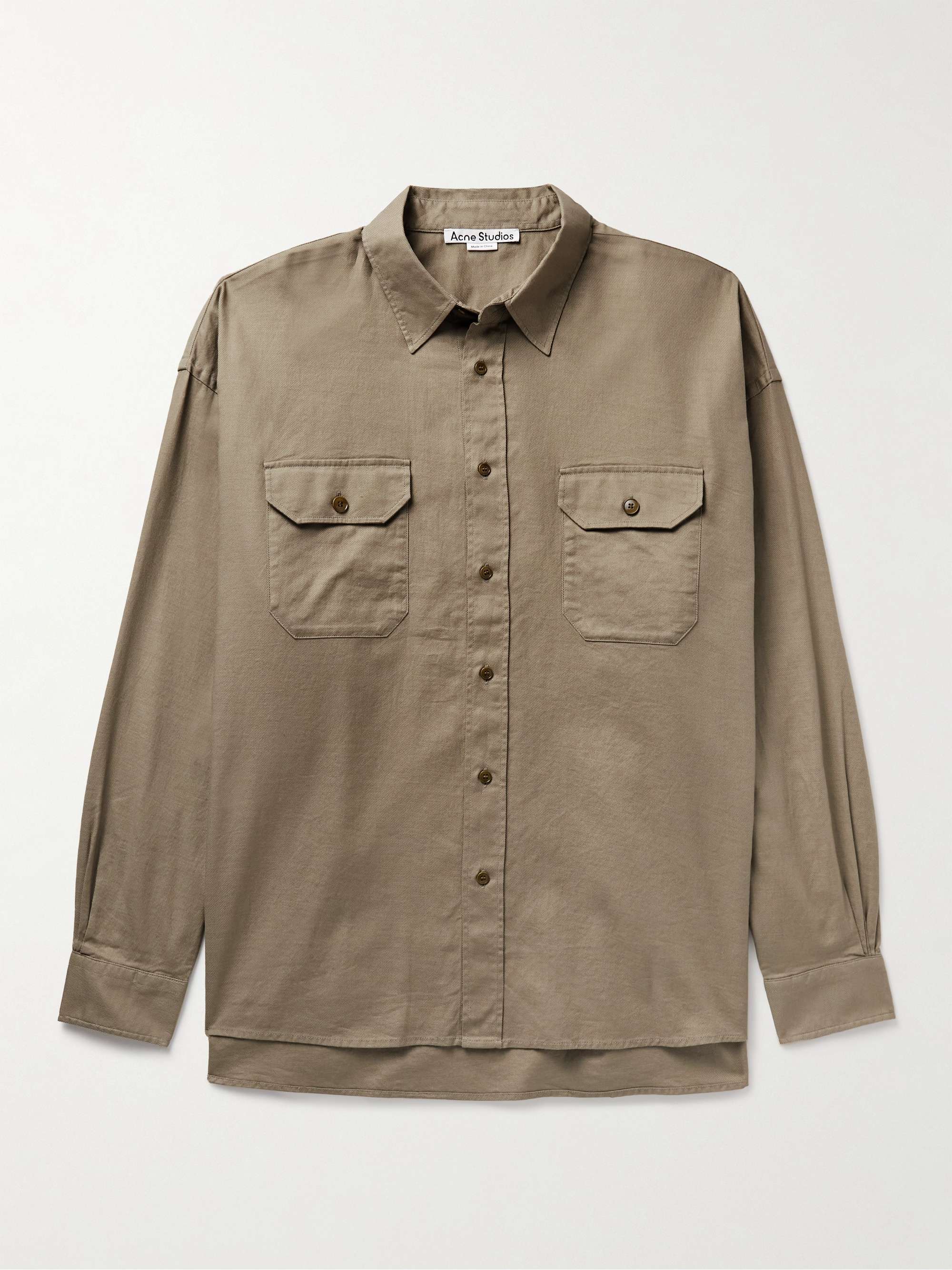 Setir Oversized Logo-Print Cotton-Twill Shirt