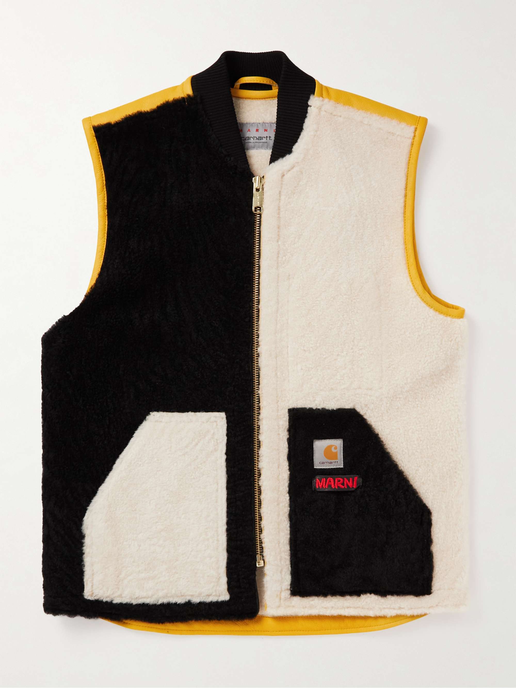 + Carhartt WIP Logo-Detailed Colour-Block Shearling Gilet