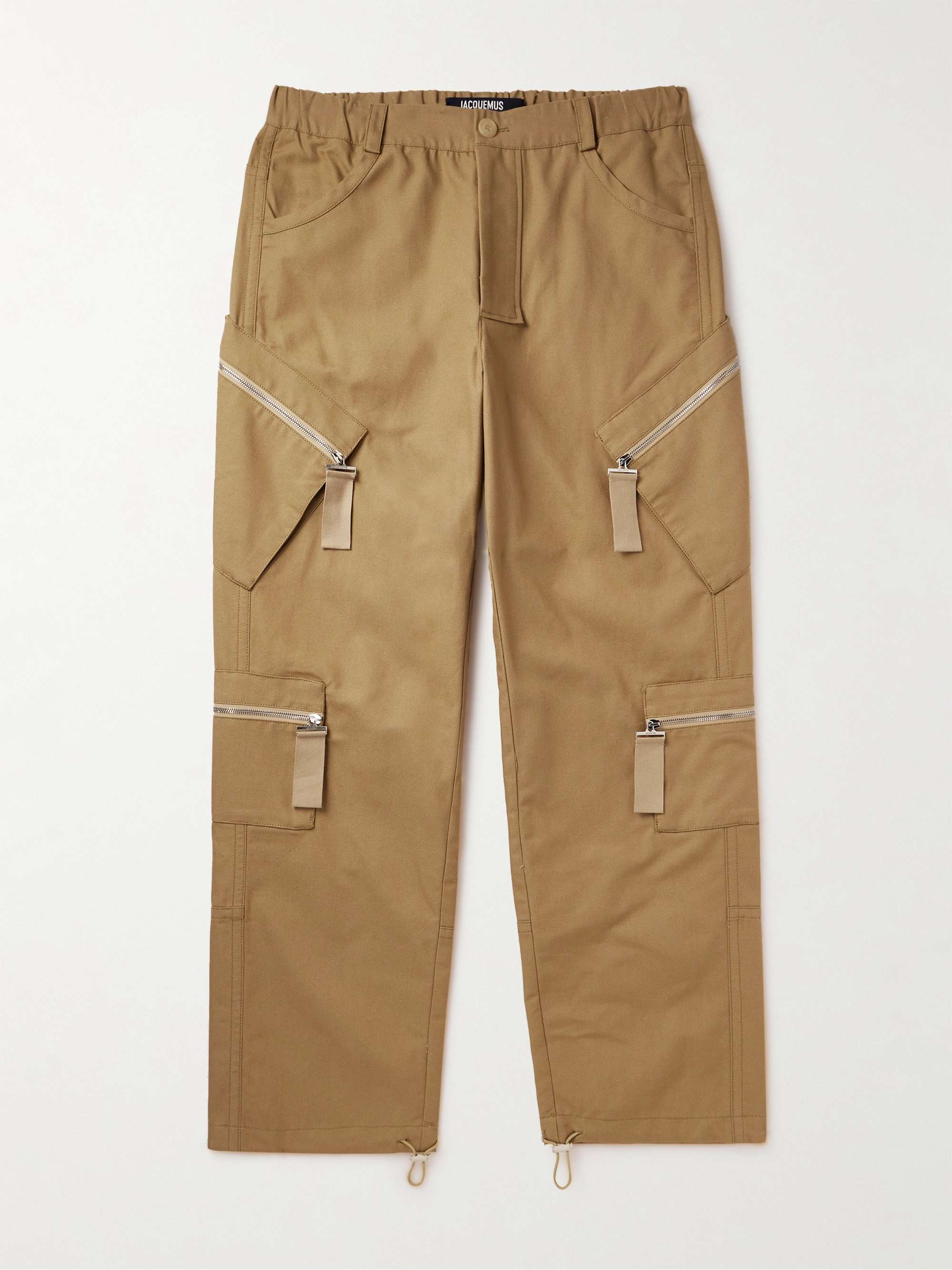 Cargo Pants Beige Cotton-Blend Canvas