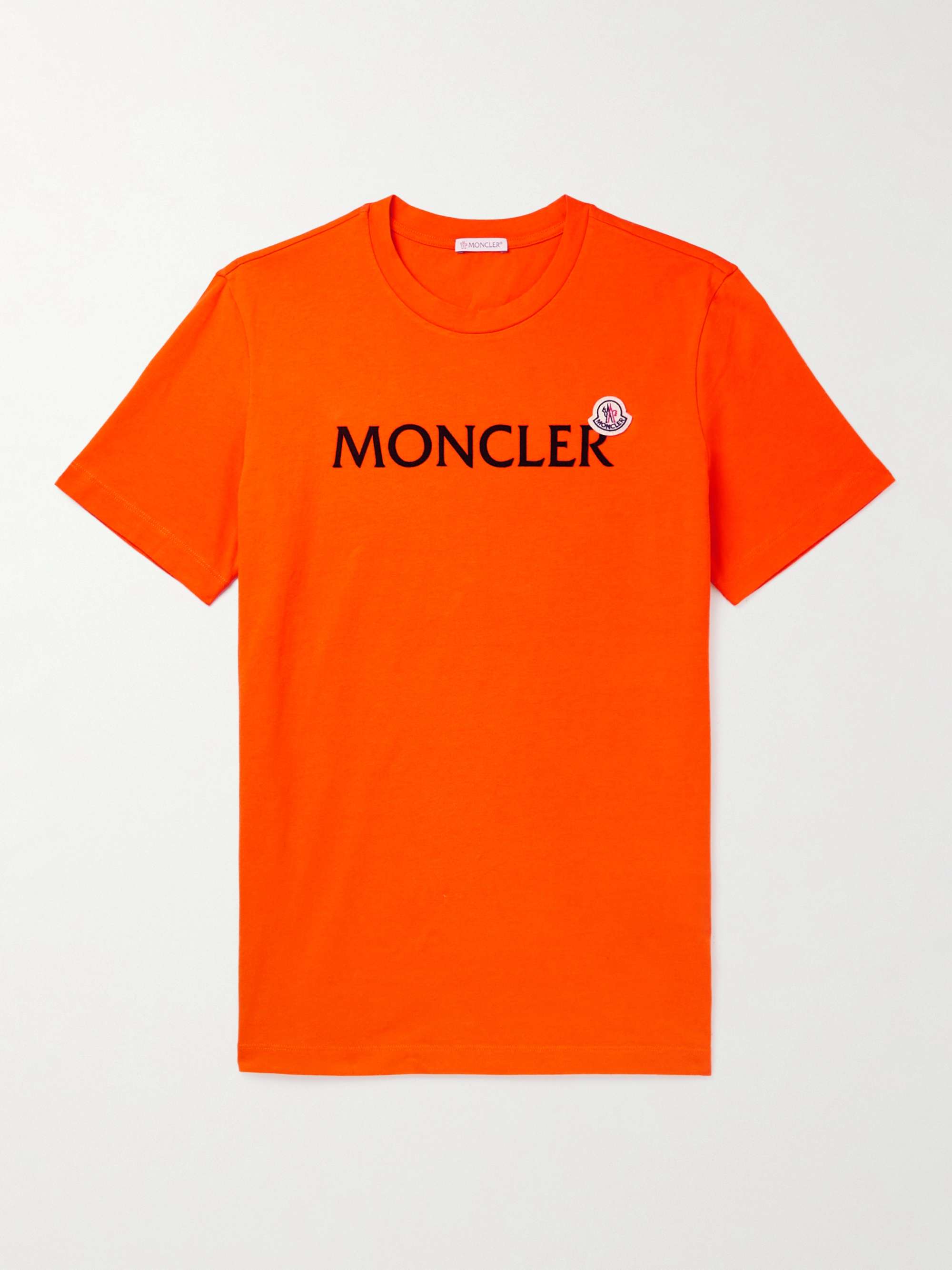 MONCLER Logo-Flocked Cotton-Jersey T-Shirt for Men | MR PORTER