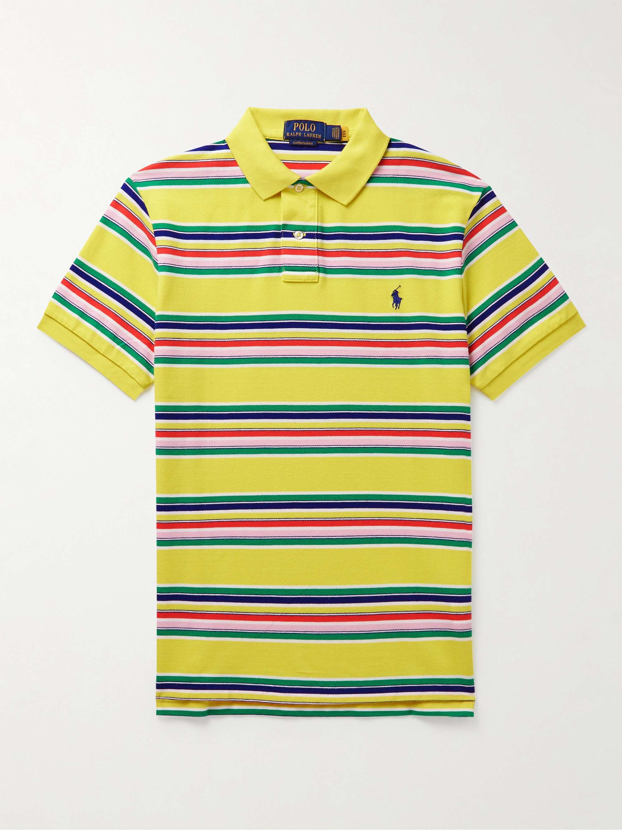 Polo Ralph Lauren Slim-Fit Striped Cotton-Piqué Polo Shirt - Men - Yellow Polo Shirts - M