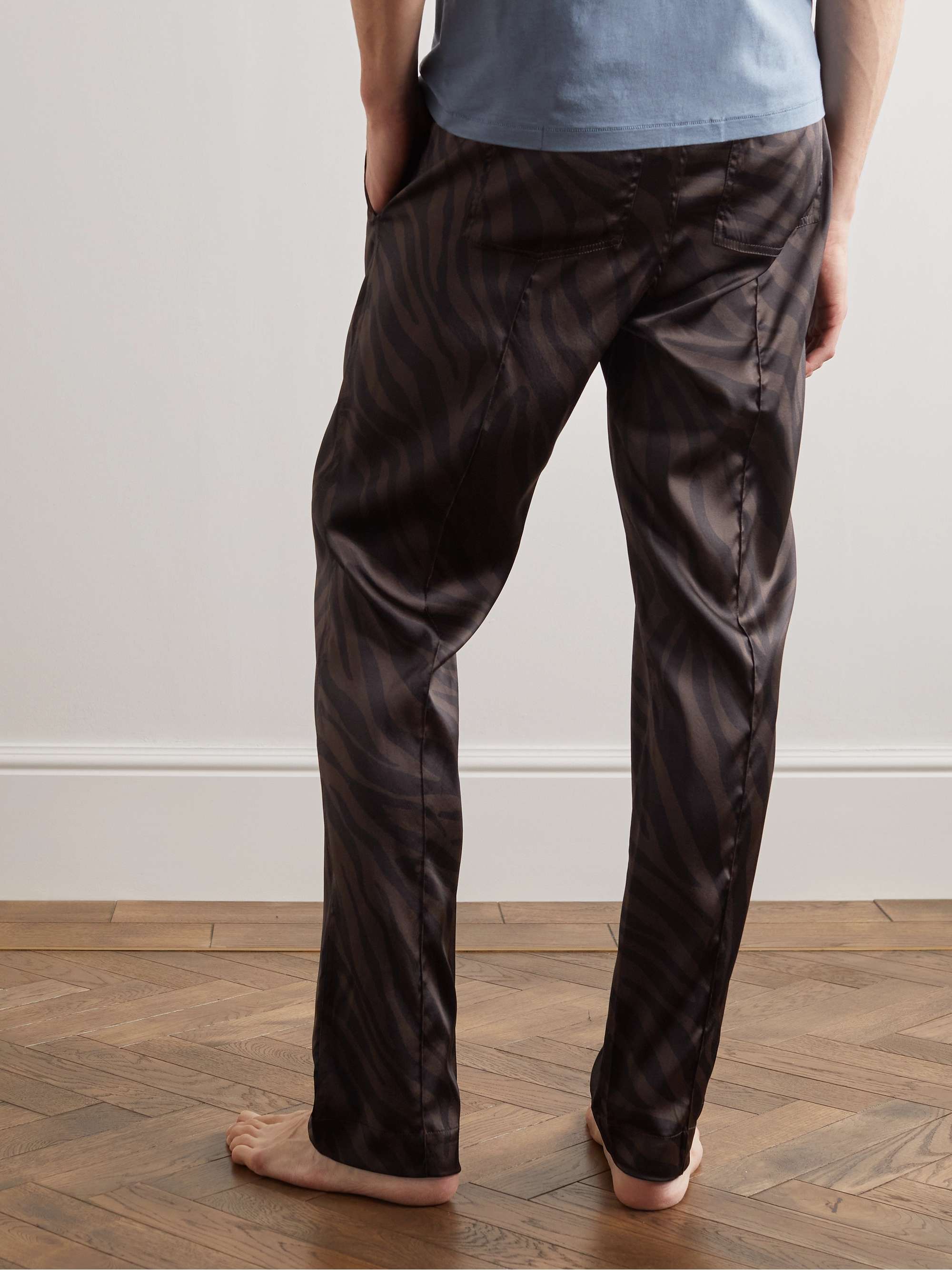 TOM FORD Straight-Leg Velvet-Trimmed Printed Silk-Blend Pyjama Trousers