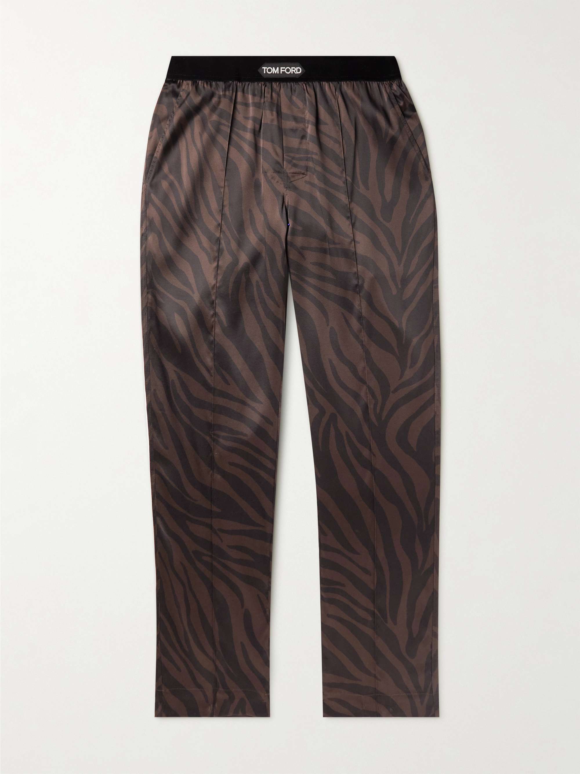 TOM FORD Straight-Leg Velvet-Trimmed Printed Silk-Blend Pyjama Trousers