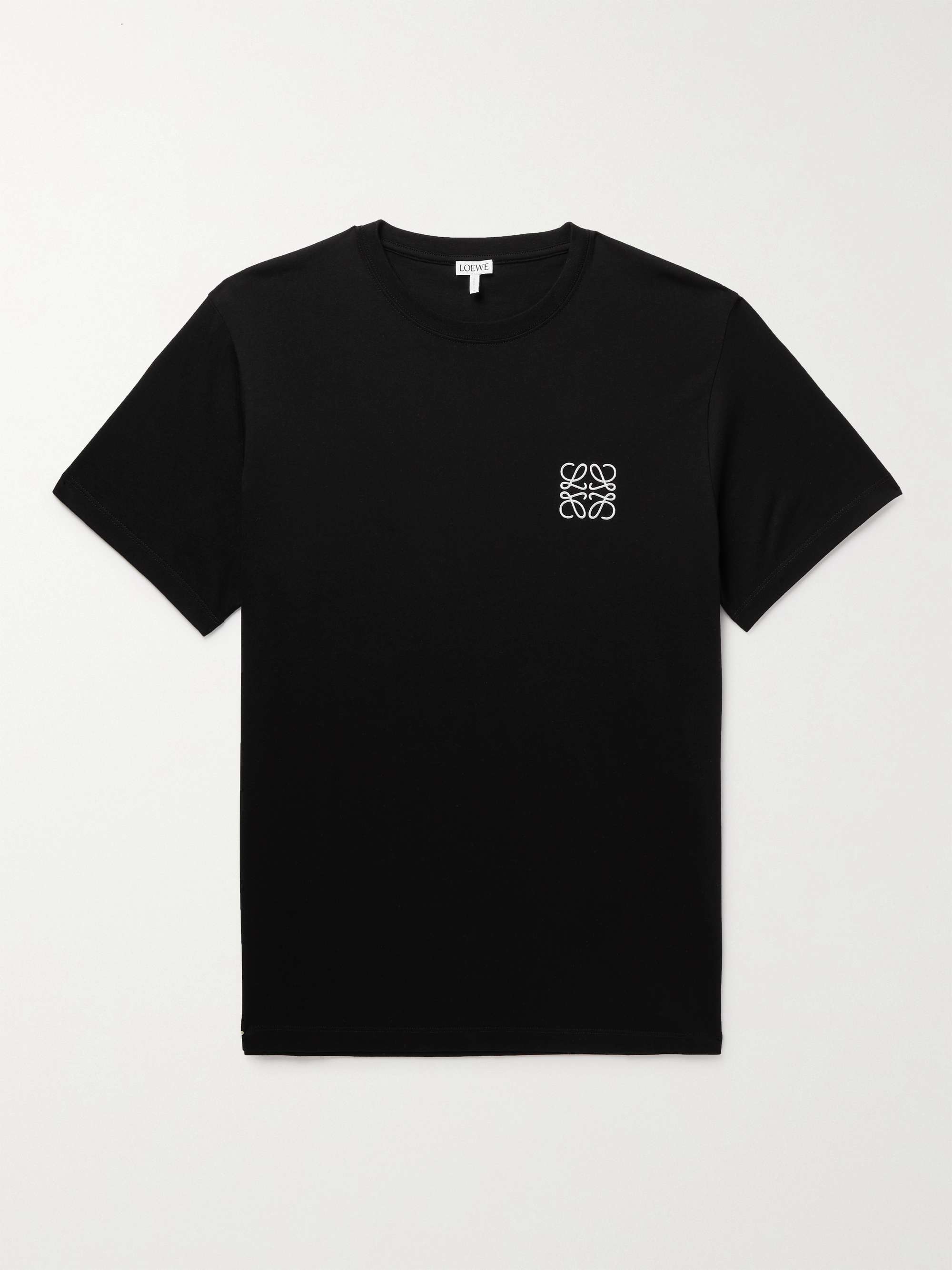 Loewe logo-embroidered Cotton-jersey T-Shirt - Men - Black T-shirts - Xs