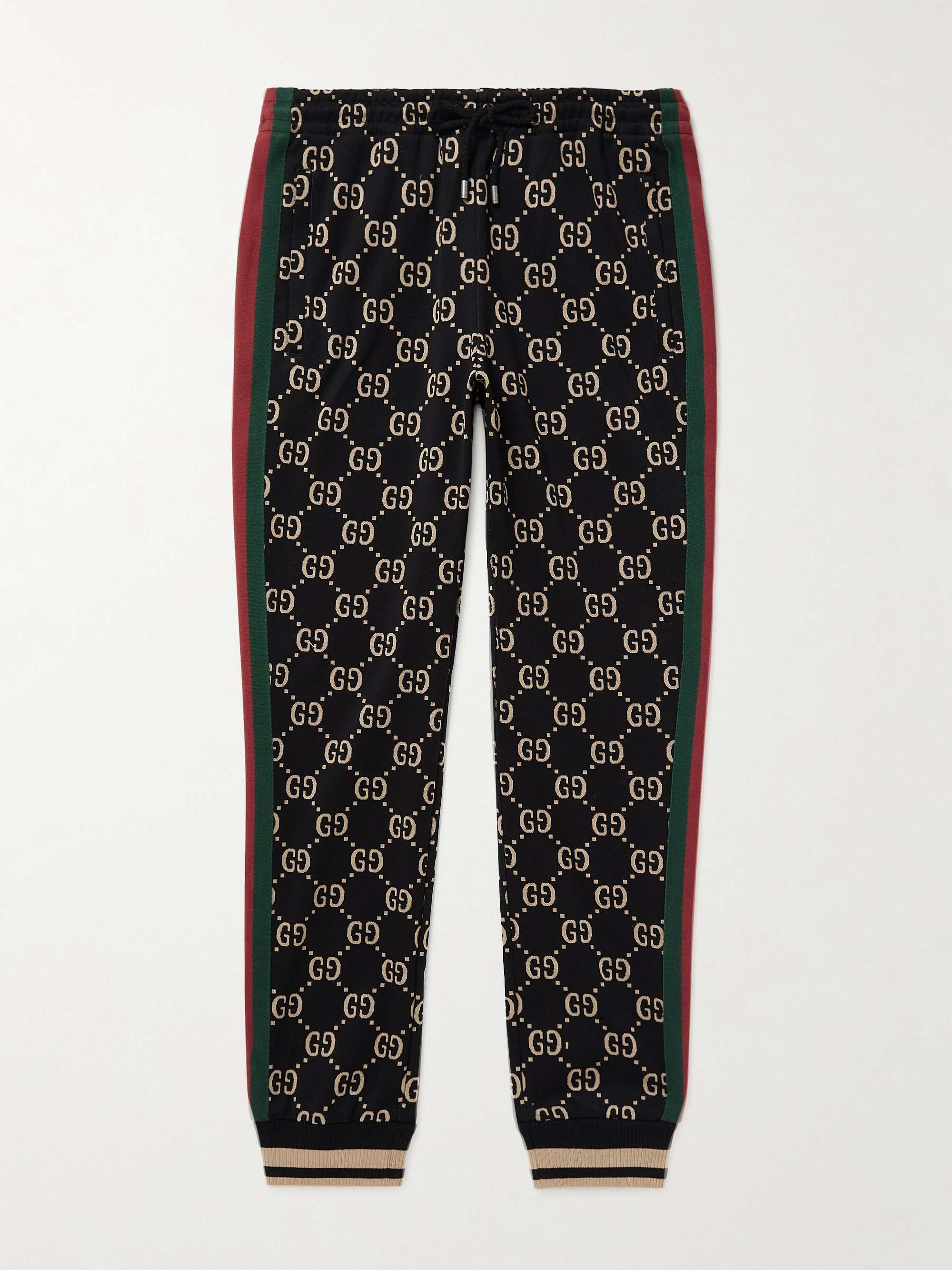GUCCI Tapered Monogrammed Cotton-Jersey Sweatpants | MR PORTER