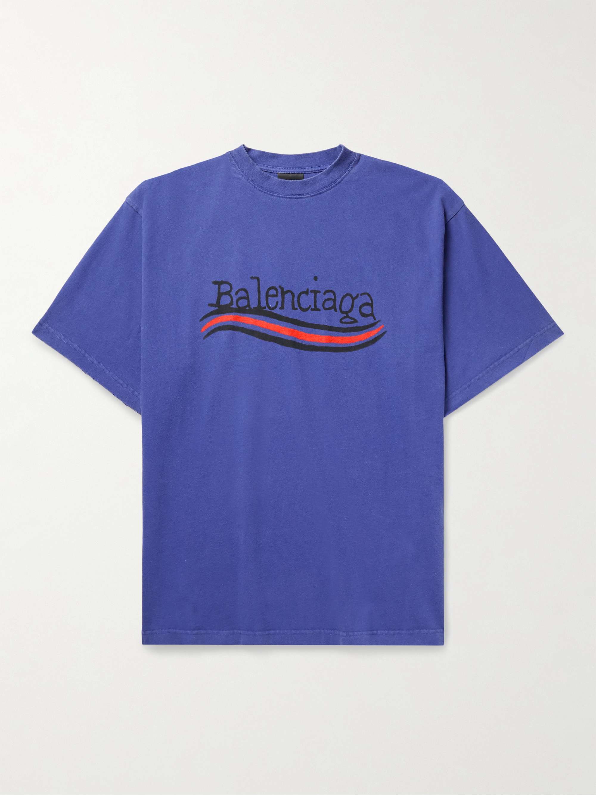 BALENCIAGA Oversized Logo-Print Cotton-Jersey T-Shirt for Men | MR