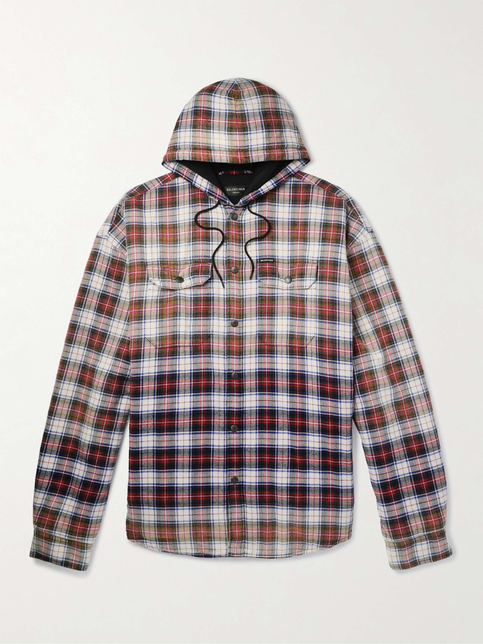 BALENCIAGA Check Flannel Hooded Shirt