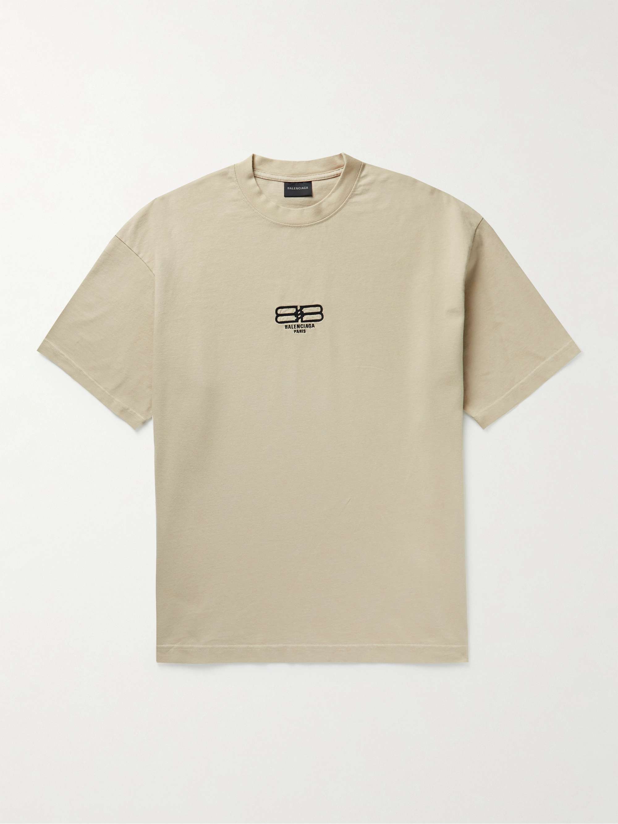 BALENCIAGA BB Paris Logo-Embroidered Cotton-Jersey T-Shirt for | MR PORTER