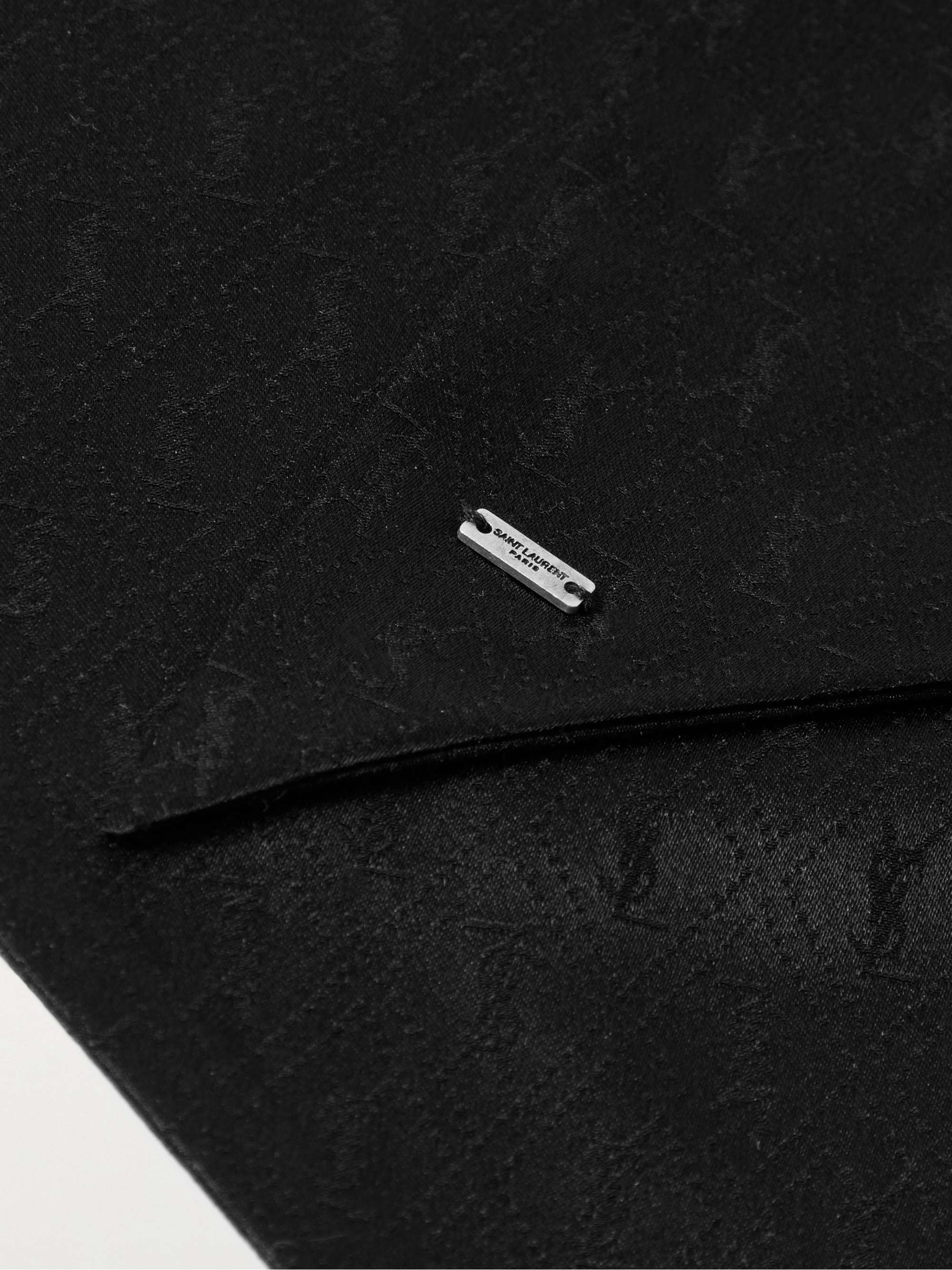 SAINT LAURENT Logo-Embroidered Silk-Jacquard Scarf