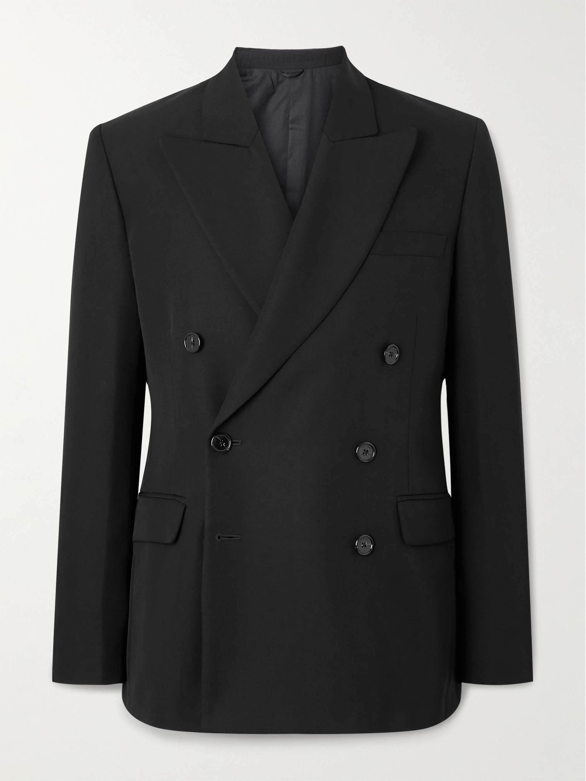 Raf Simons Double-Breasted Wool-Blend Blazer - Men - Black Blazers - M