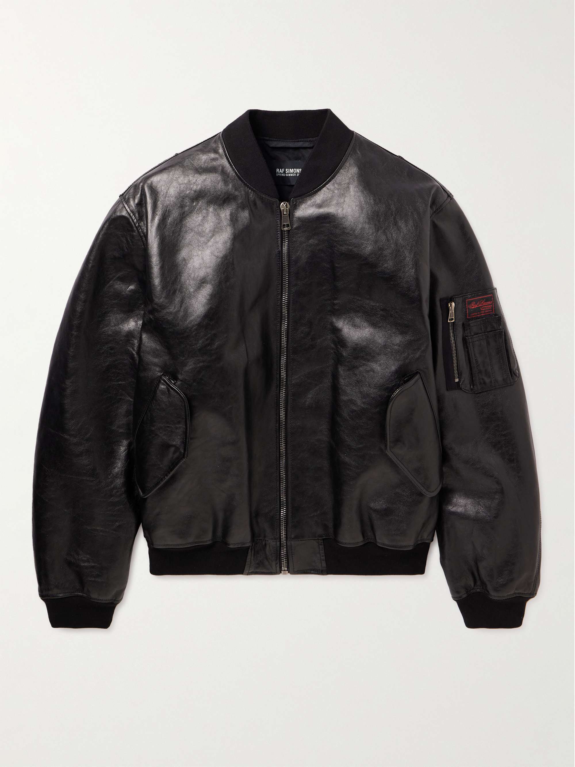 RAF SIMONS Leather Bomber Jacket for Men