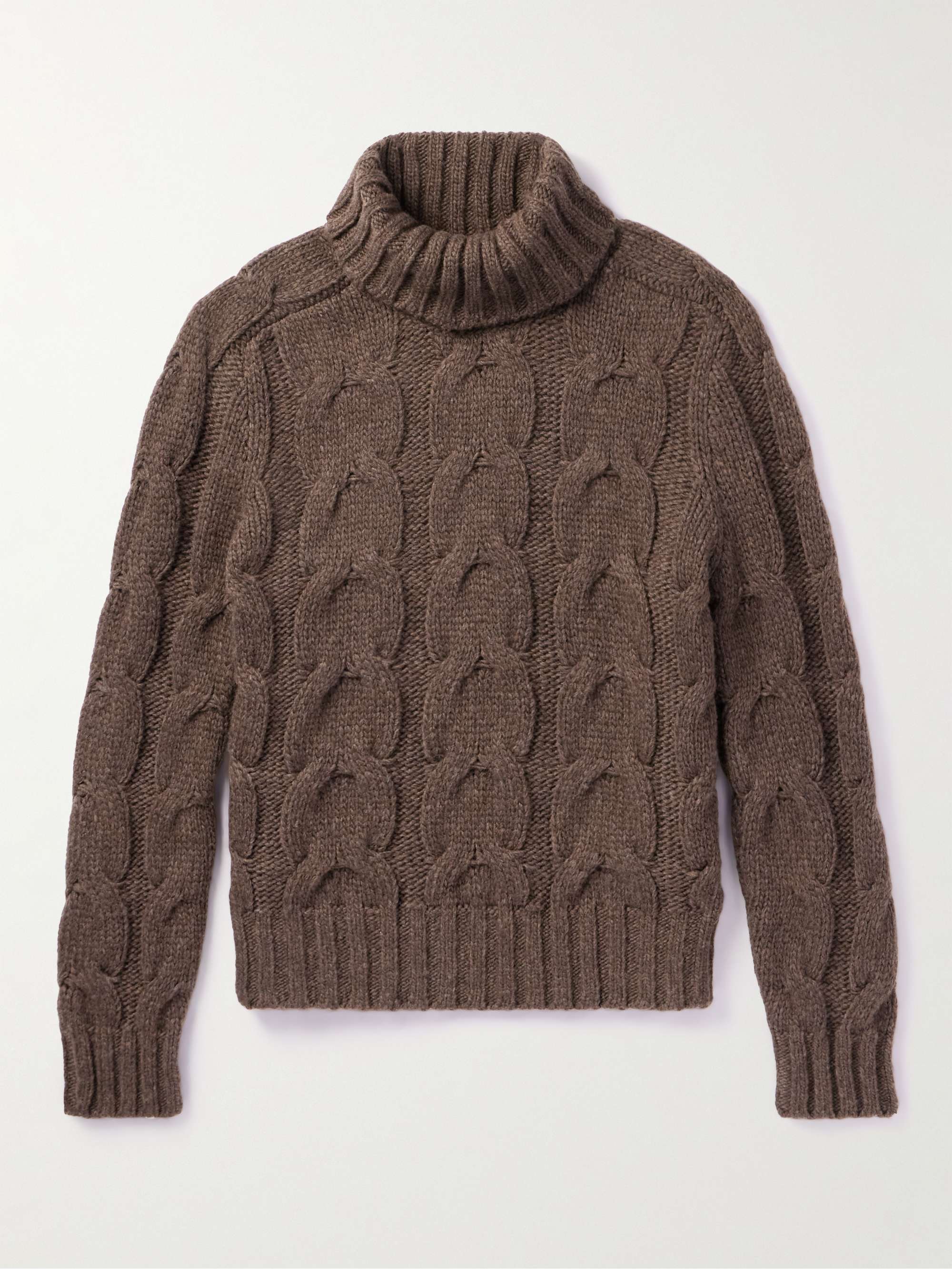 Cable-Knit Wool-Blend Rollneck Sweater