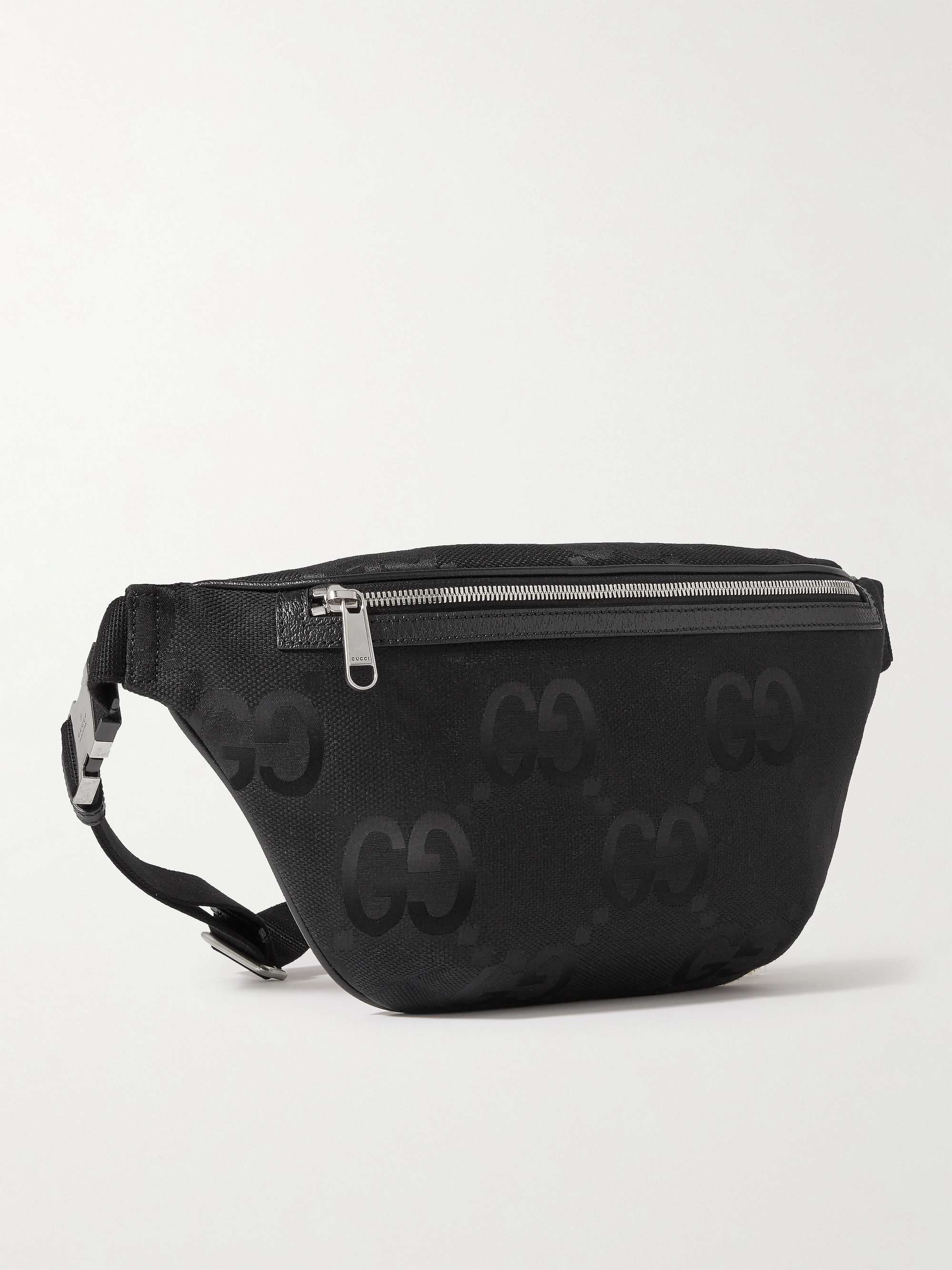 GUCCI Leather-Trimmed Monogrammed Canvas Belt Bag for Men