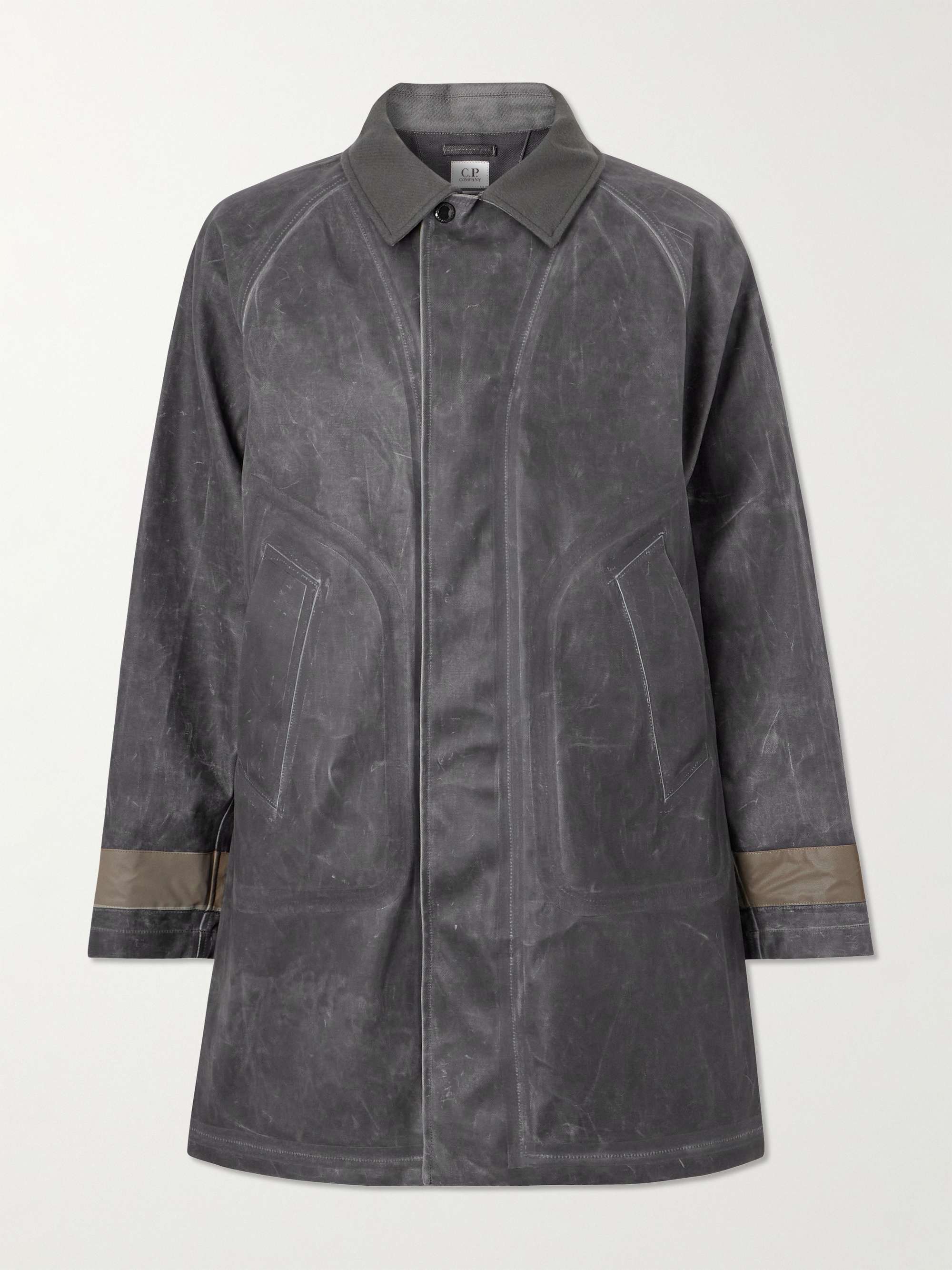 C.P. COMPANY Toob Felt-Trimmed Distressed Coated-Cotton Coat for Men | MR  PORTER
