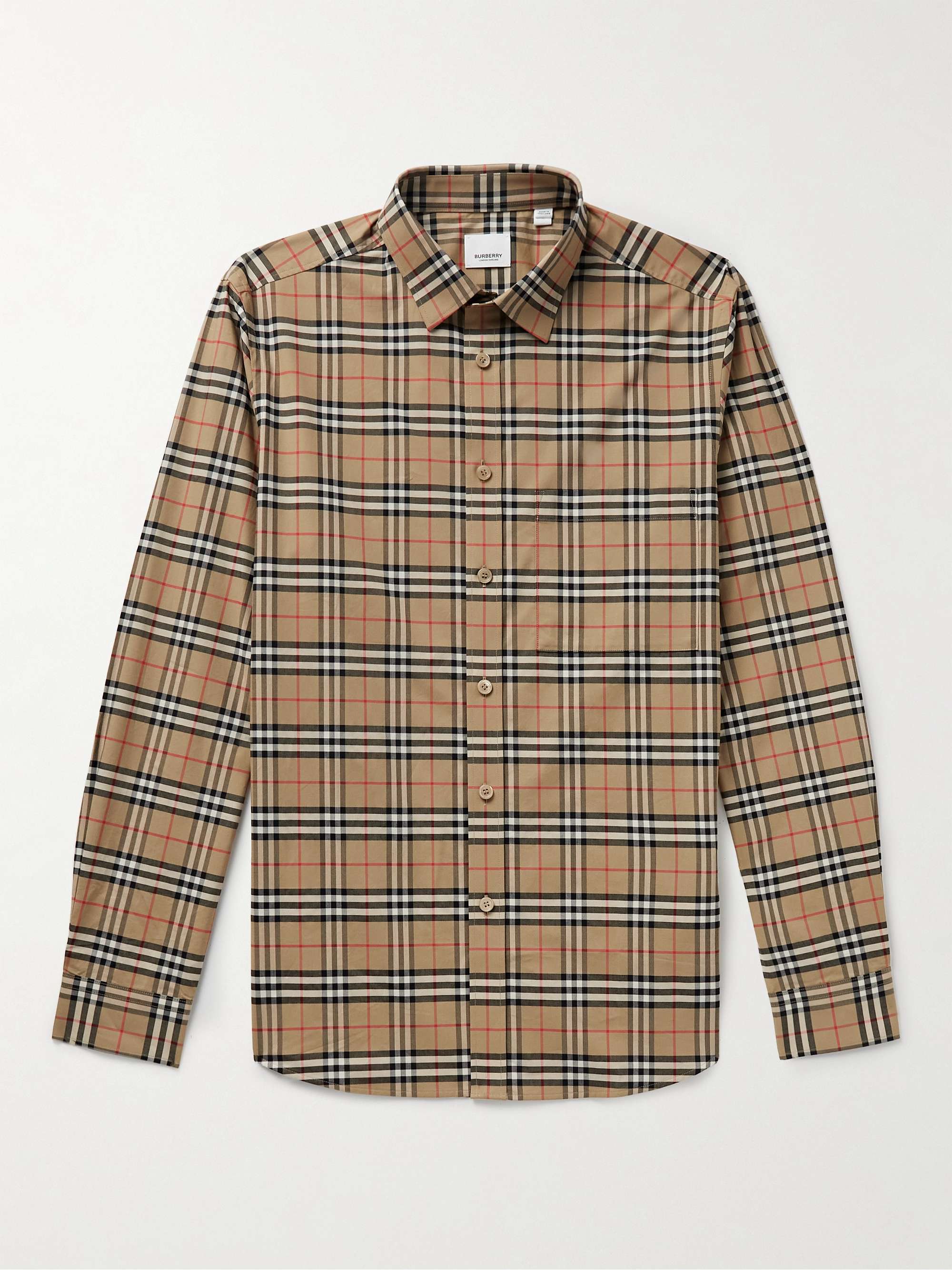 BURBERRY Checked Stretch-Cotton Poplin for Men | MR PORTER