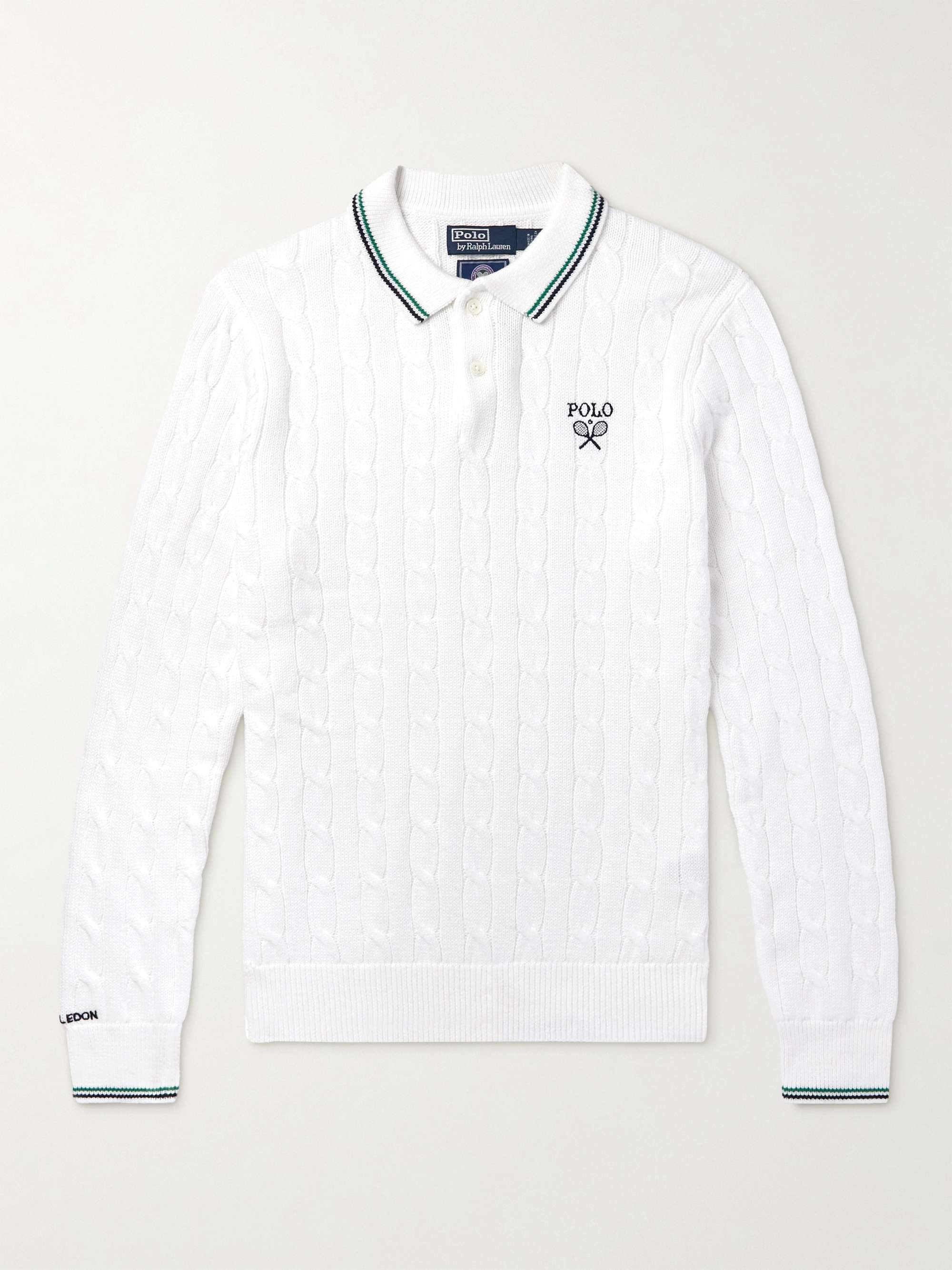 Verspilling Ijdelheid logboek POLO RALPH LAUREN Wimbledon Logo-Embroidered Cable-Knit Sweater for Men |  MR PORTER