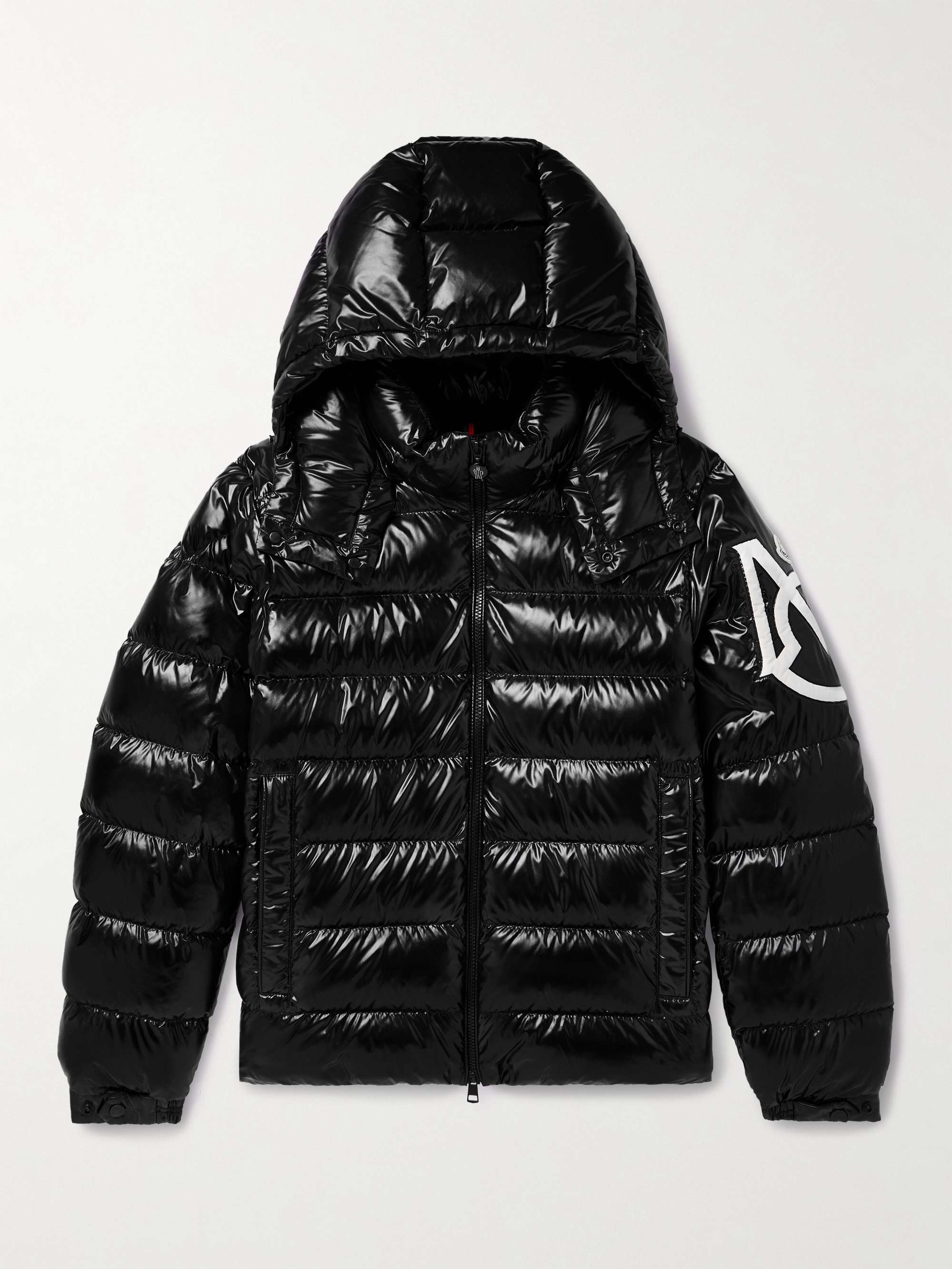 Logo Appliquéd Quilted Shell Hooded Down Jacket