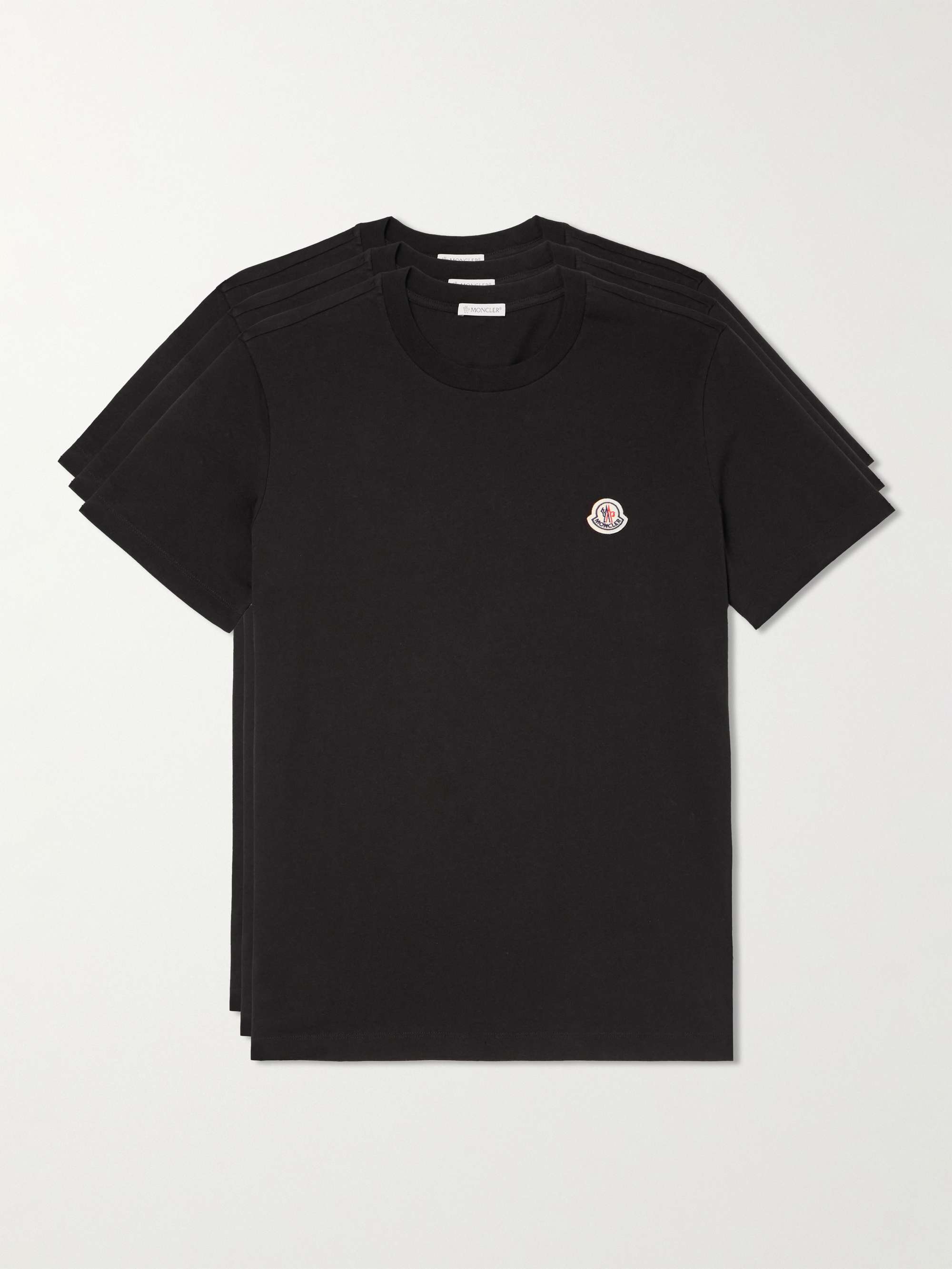 MONCLER コットンジャージー Tシャツ ロゴアップリケ付き 3枚セット