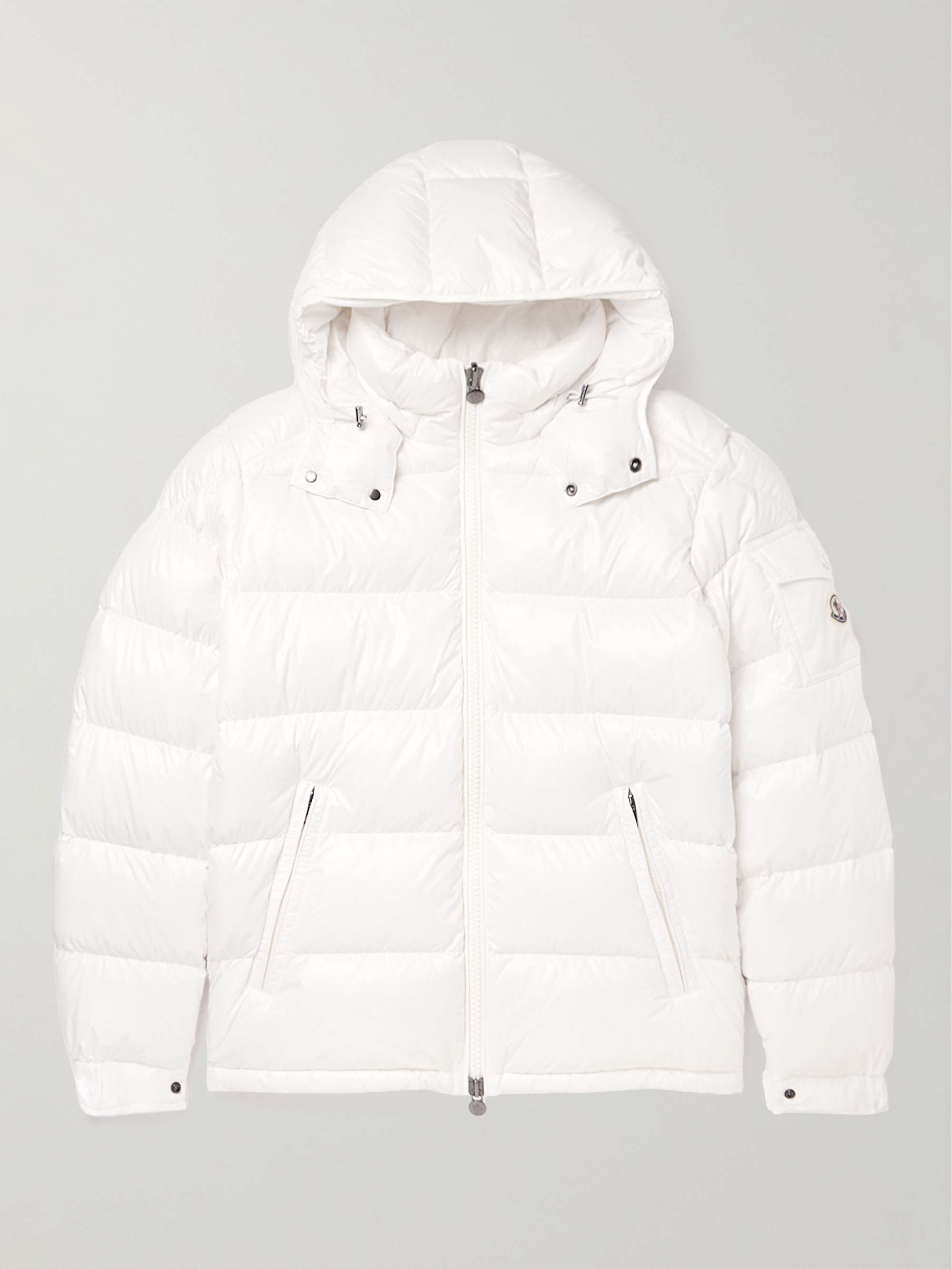 MONCLER Maya Logo Appliquéd Quilted Glossed Shell Hooded Down