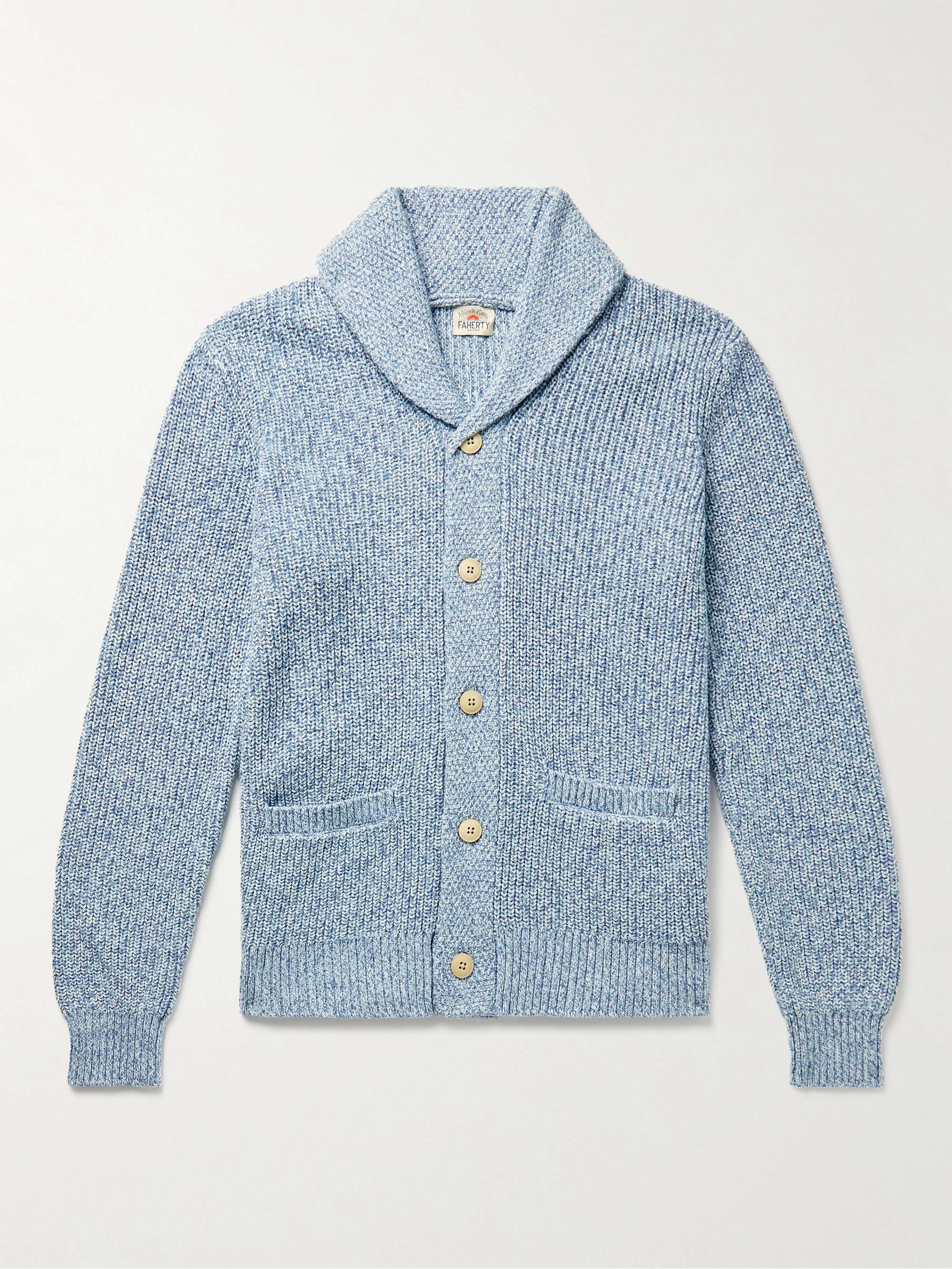 FAHERTY Shawl-Collar Cotton and Cashmere-Blend Cardigan for Men | MR PORTER