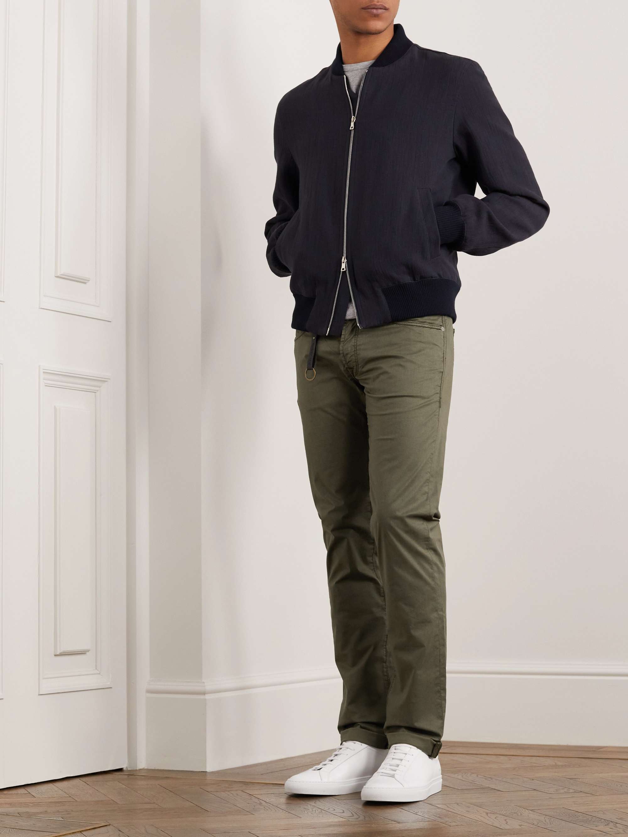 SLOWEAR Straight-Leg Stretch Lyocell and Cotton-Blend Poplin Trousers