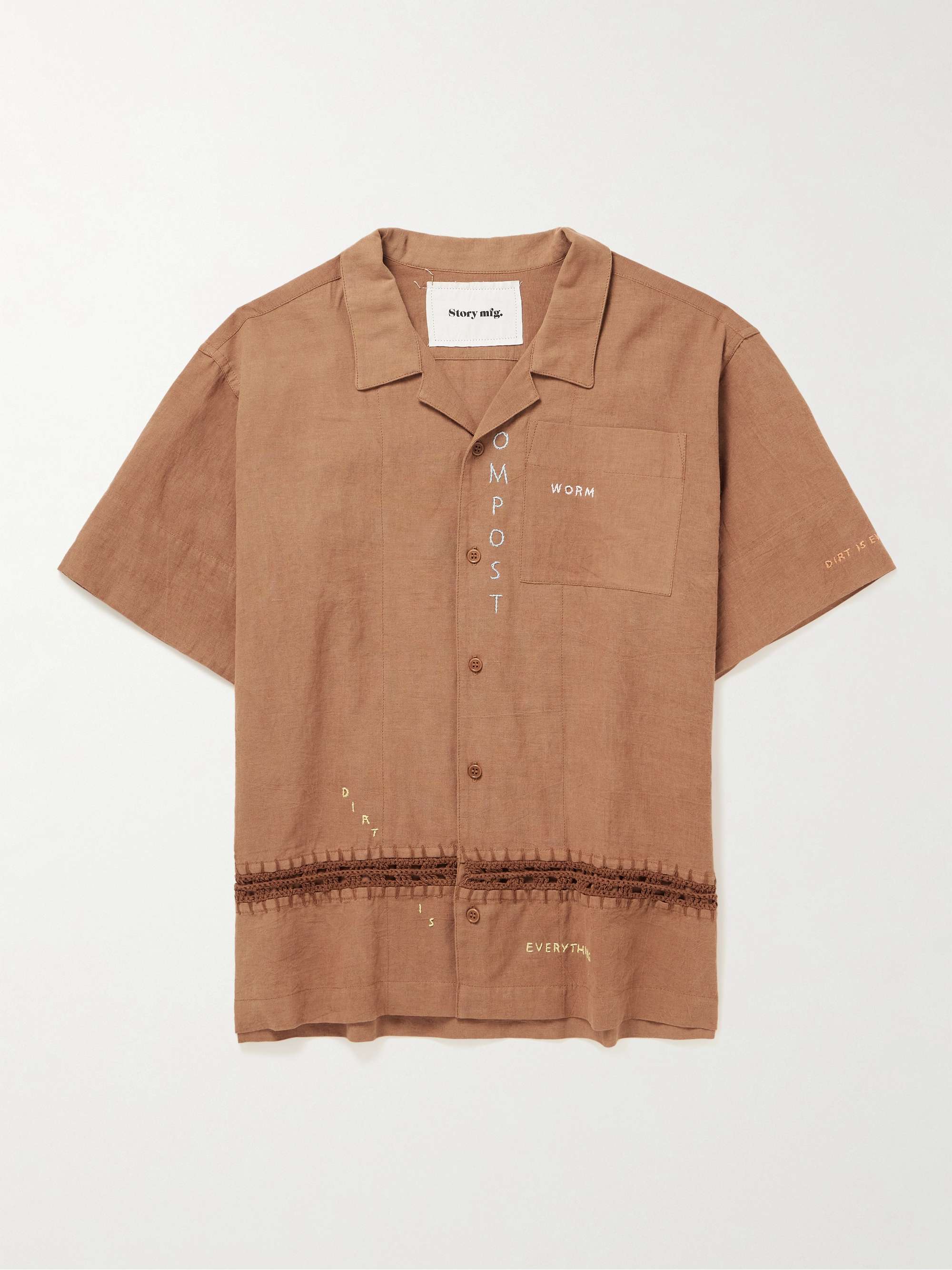 Camp Collar Overshirt - Undyed Patchwork Crochet S