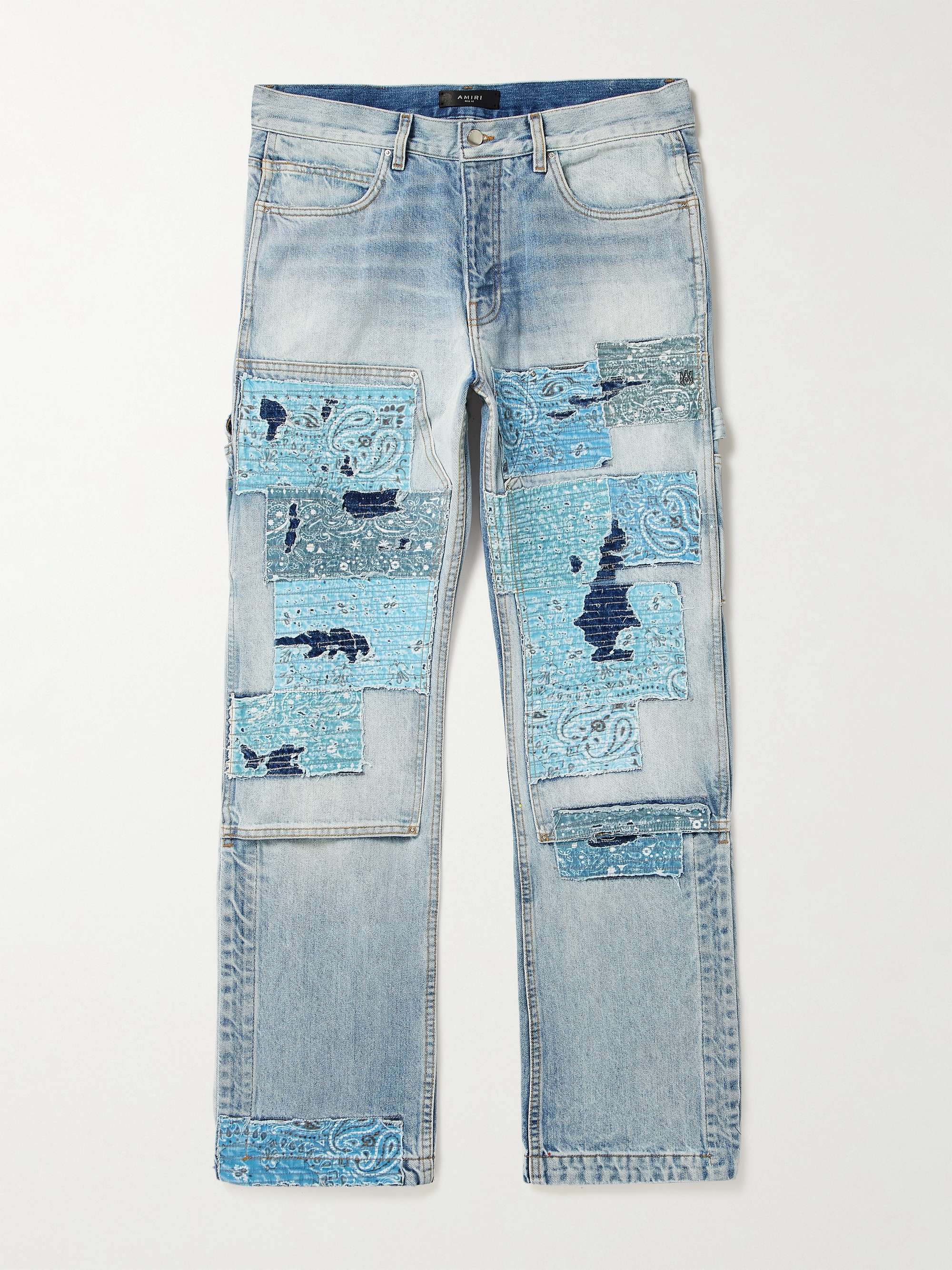 Amiri - Men - Carpenter Straight-Leg Distressed Patchwork Panelled Jeans Blue - UK/US 30