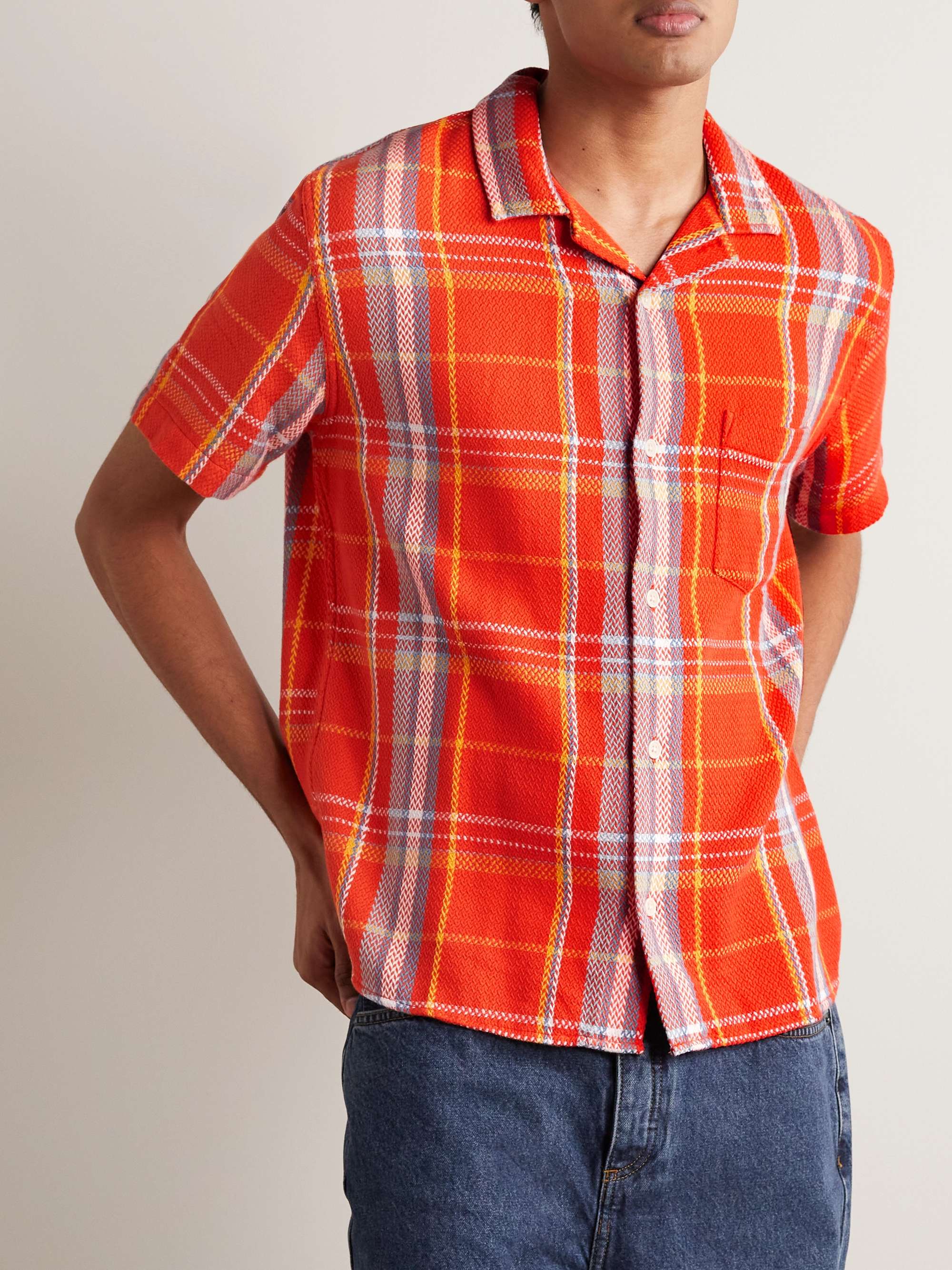 CORRIDOR Camp-Collar Checked Cotton Shirt