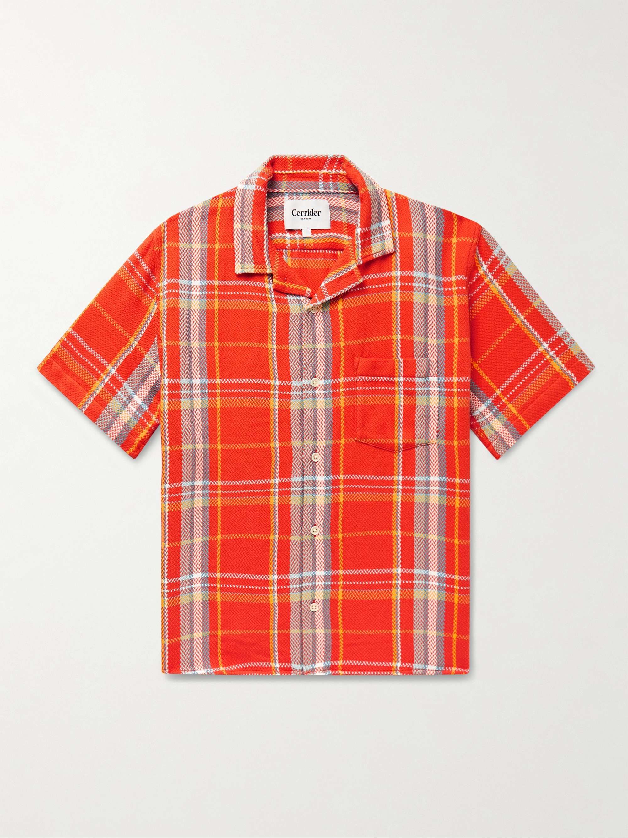 CORRIDOR Camp-Collar Checked Cotton Shirt