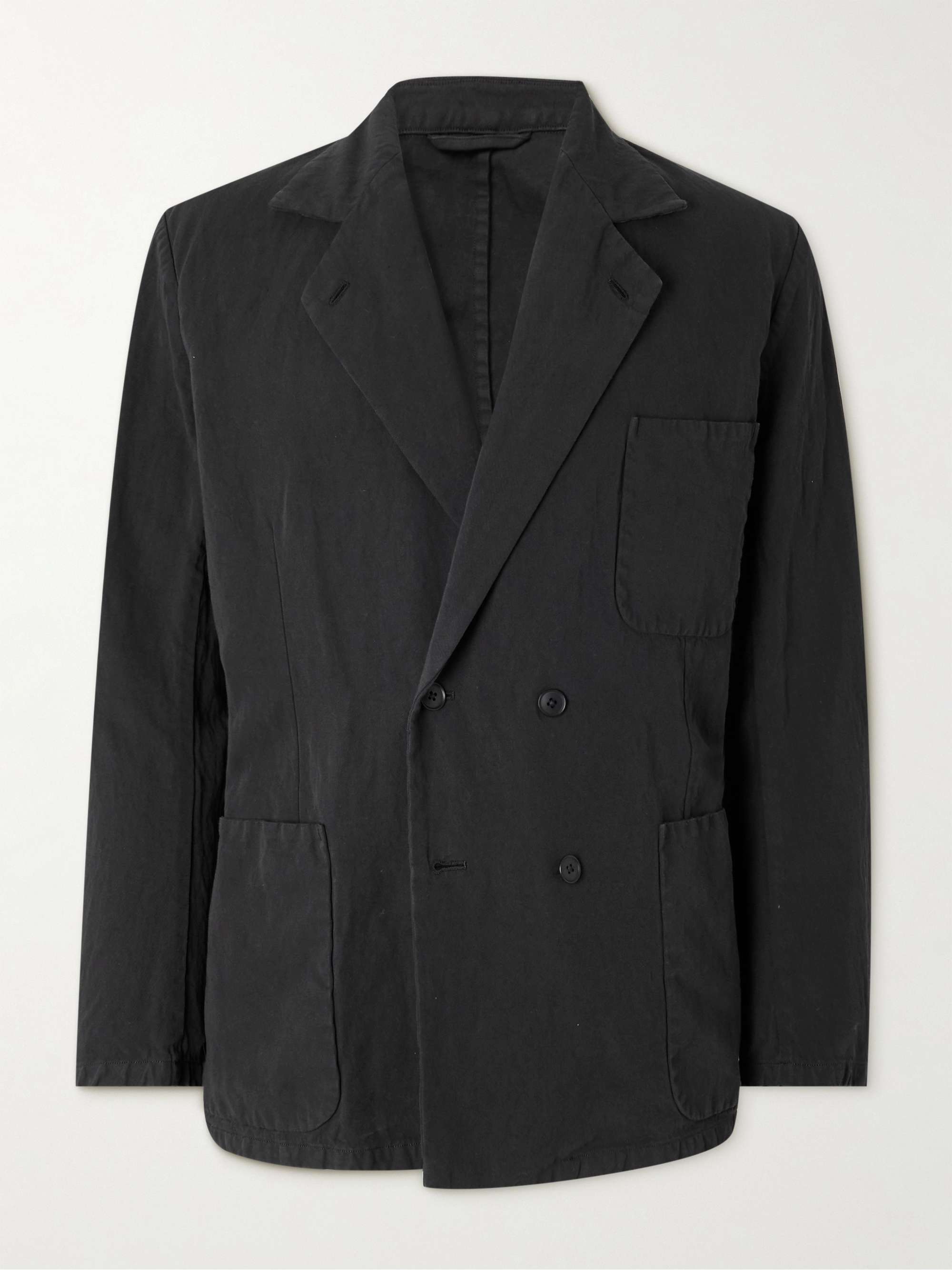 Double-Breasted Cotton and Linen-Blend Gabardine Suit Jacket