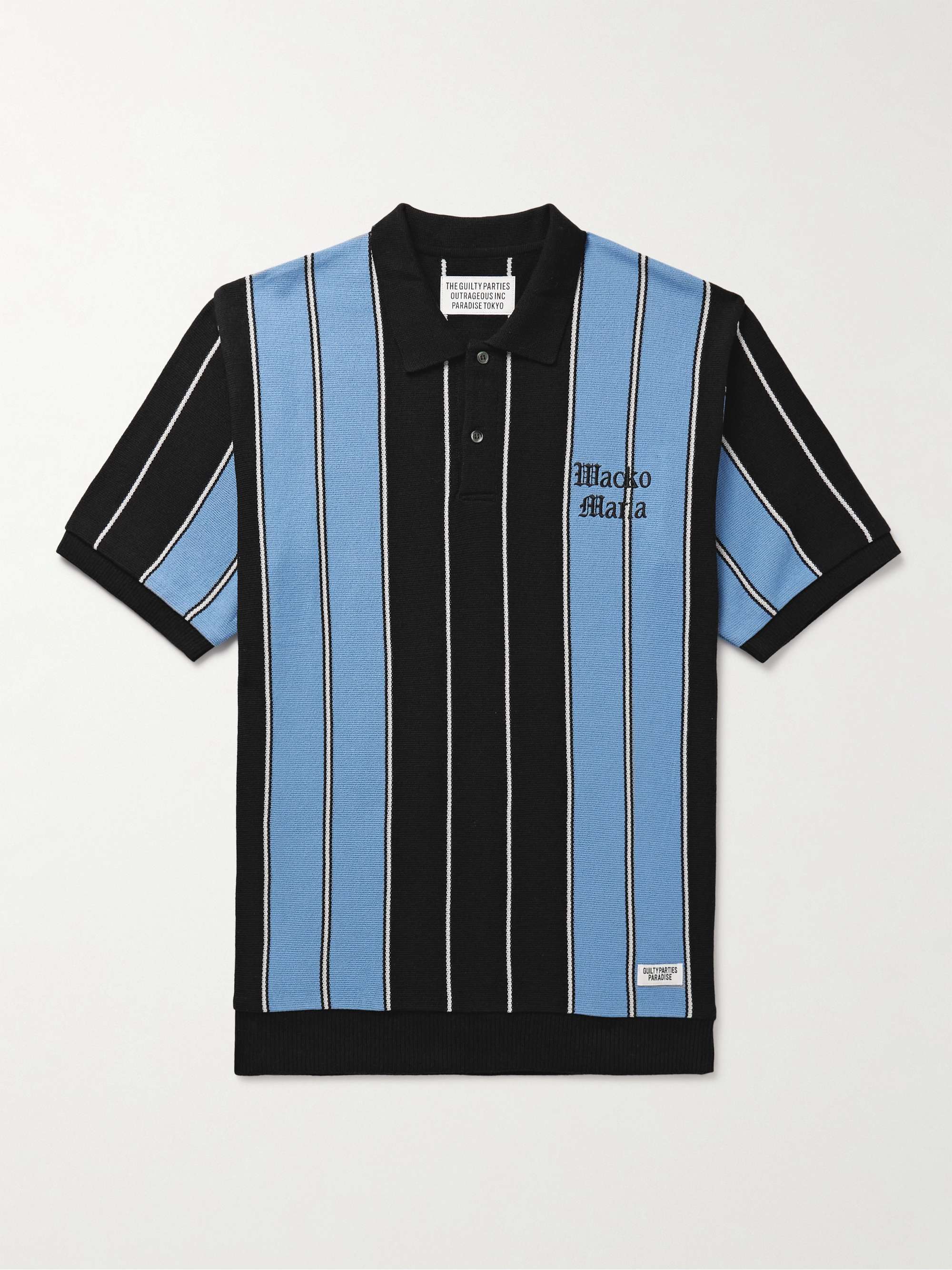 Logo-Embroidered Striped Jacquard-Knit Cotton-Blend Polo Shirt