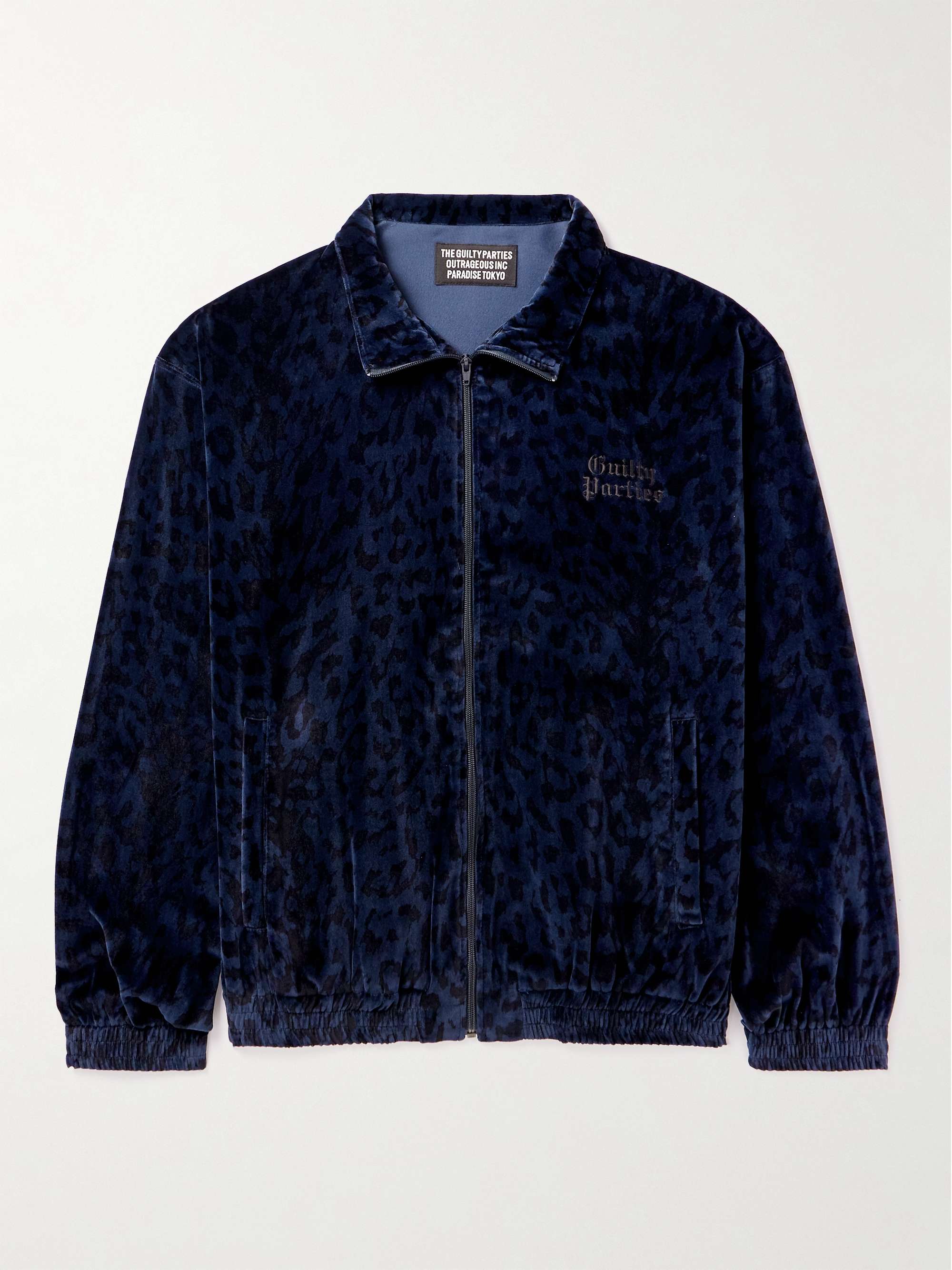 Embroidered Leopard-Print Cotton-Velvet Track Jacket